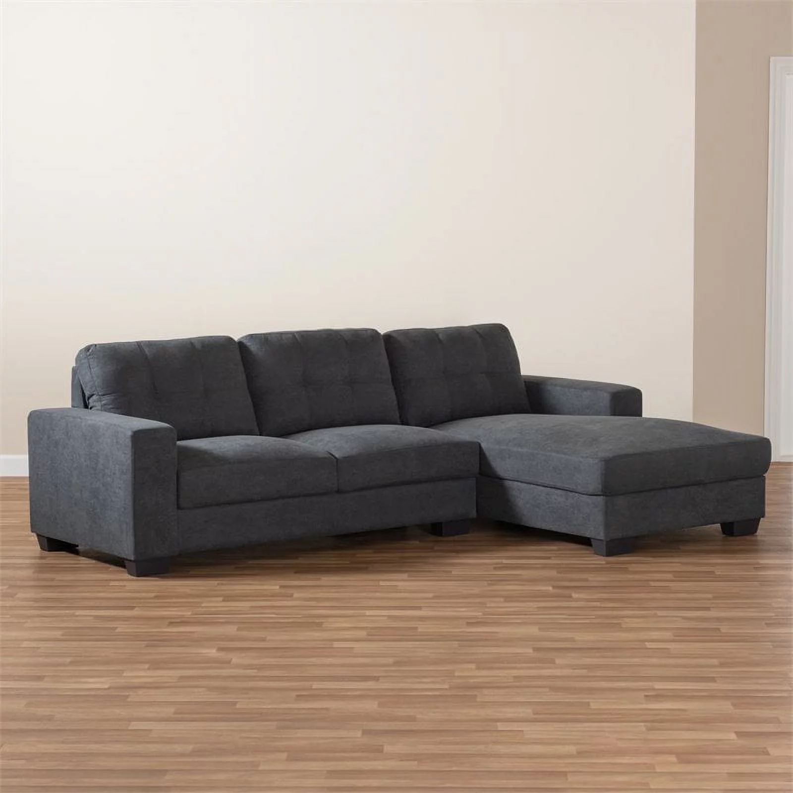 Bowery Hill Dark Grey Sectional Sofa with Right Facing Chaise