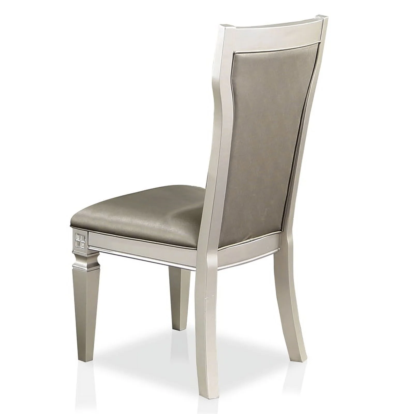 Furniture of America Melaj Wood 7pc Round Dining Table Set in Champagne Gold