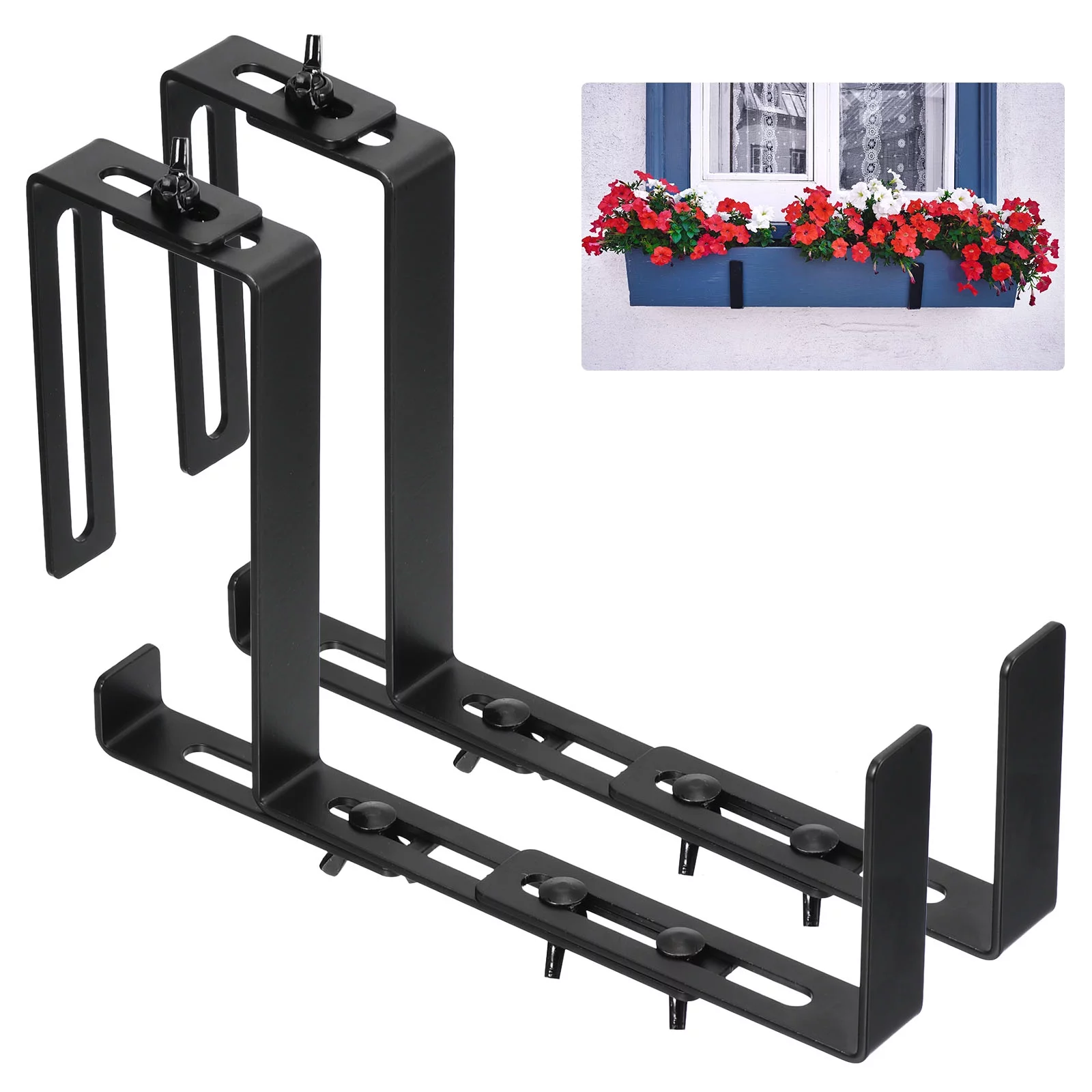 Uxcell Deck Railing Adjustable Planter Box Brackets, 6