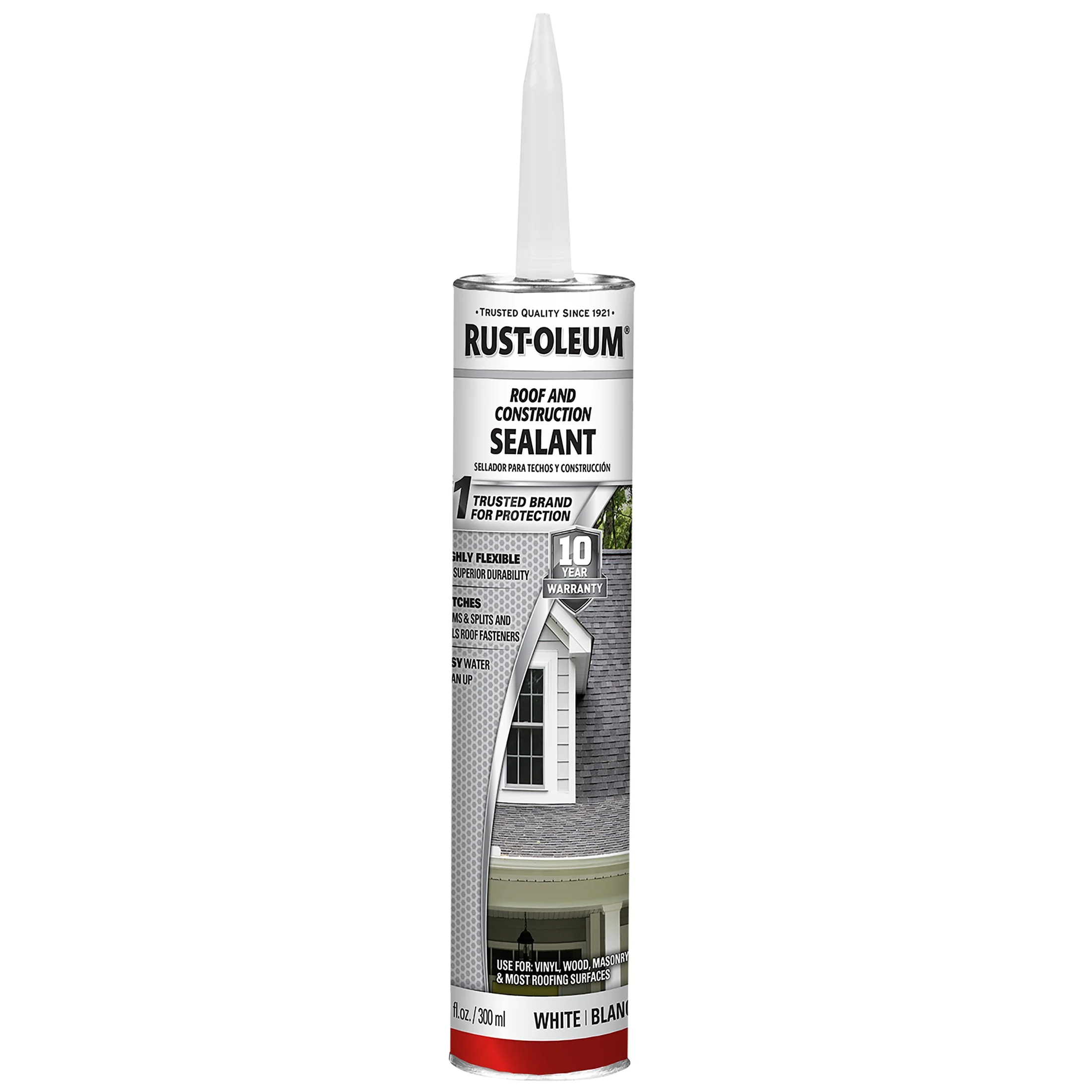 White, Rust-Oleum Roof And Construction Sealant - 301827, 10.1 oz. tube- 12 Pack