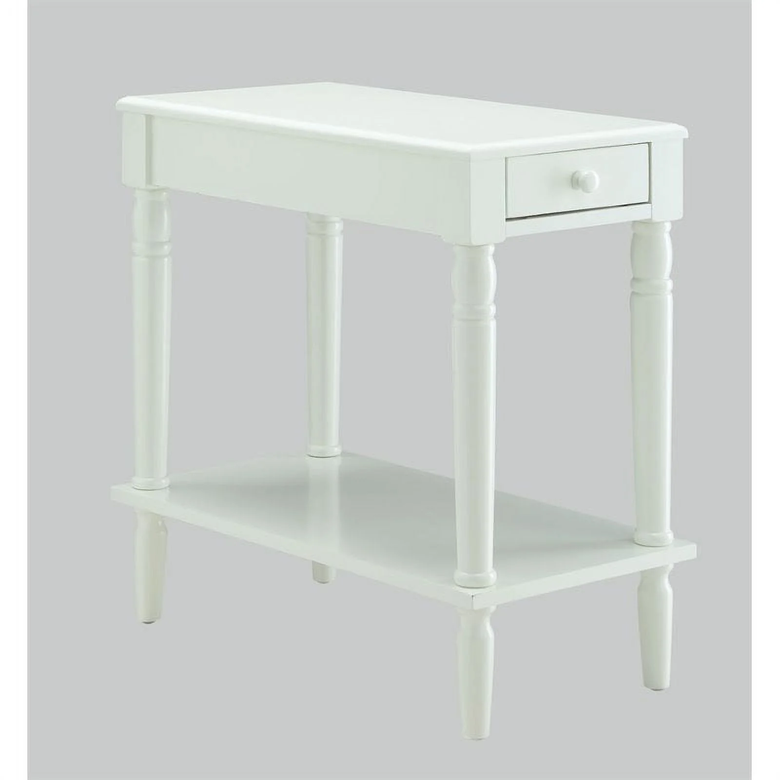 Pemberly Row Traditional Wood End Table with Drawer in White
