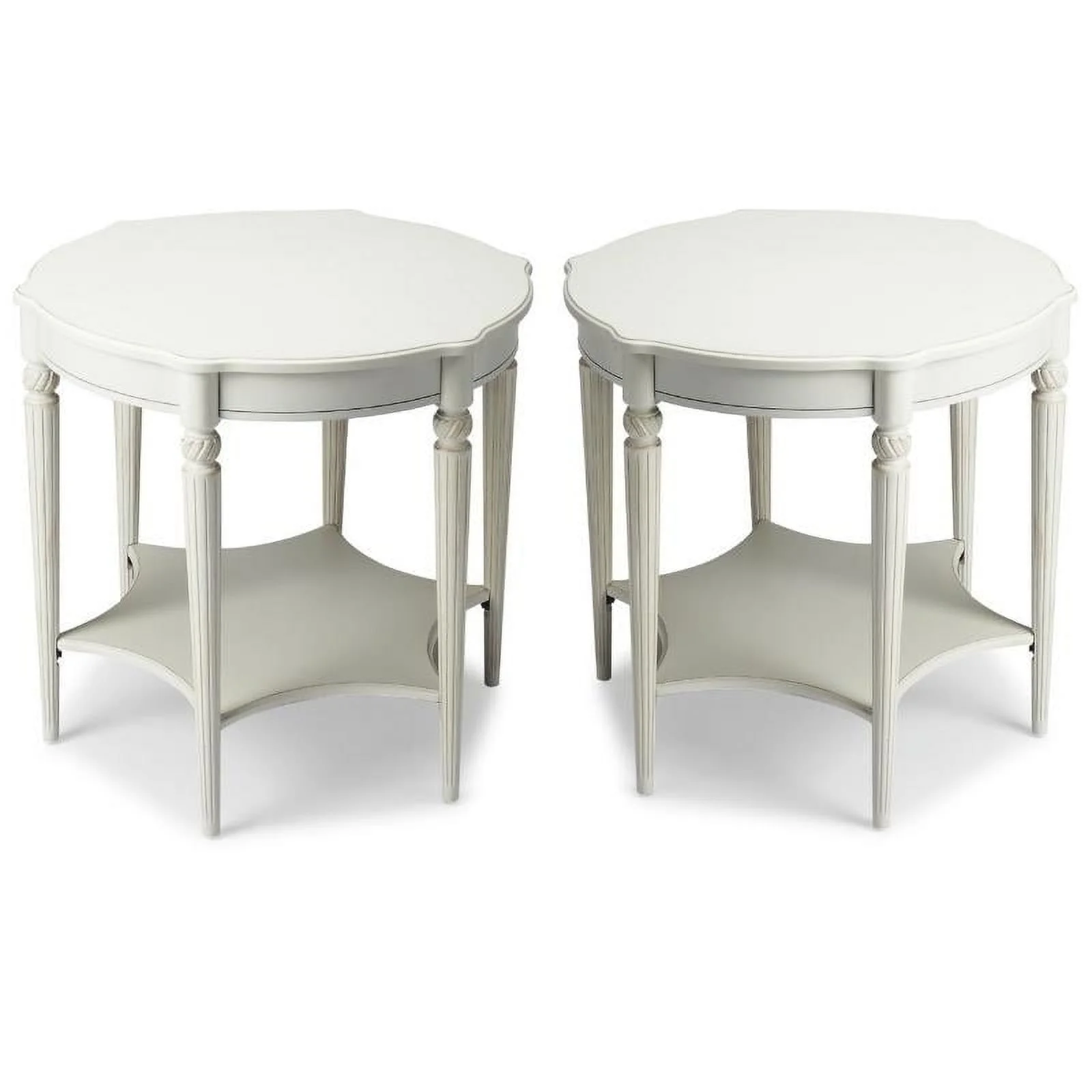 Home Square End Table in Cottage White - Set of 2
