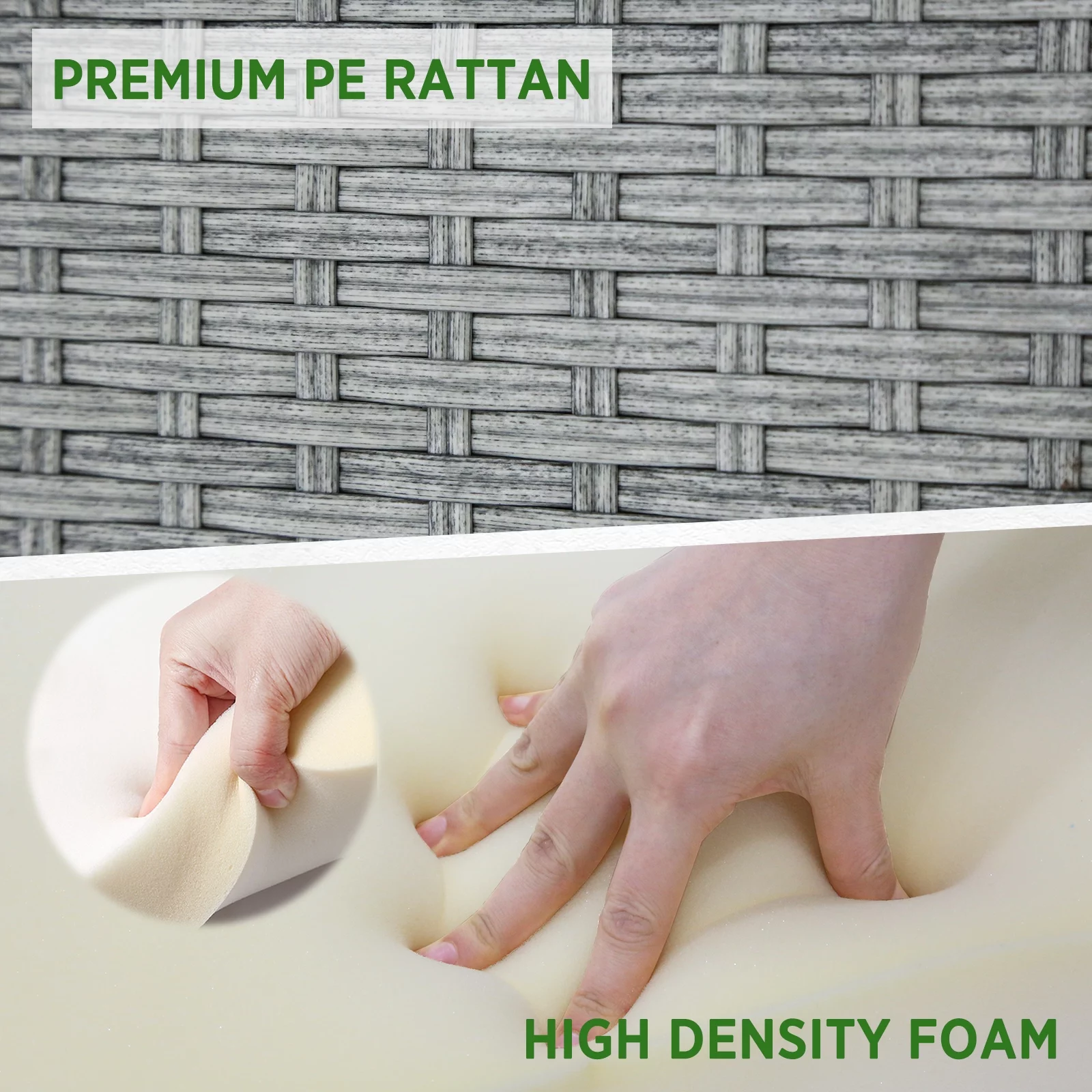 EAGLE PEAK 3-Piece Outdoor Armless Wicker Sofa Set, Outdoor Patio Armless Chairs with Removable Cushions and Fire Table, Sectional Wicker Loveseat Sofa, Beige