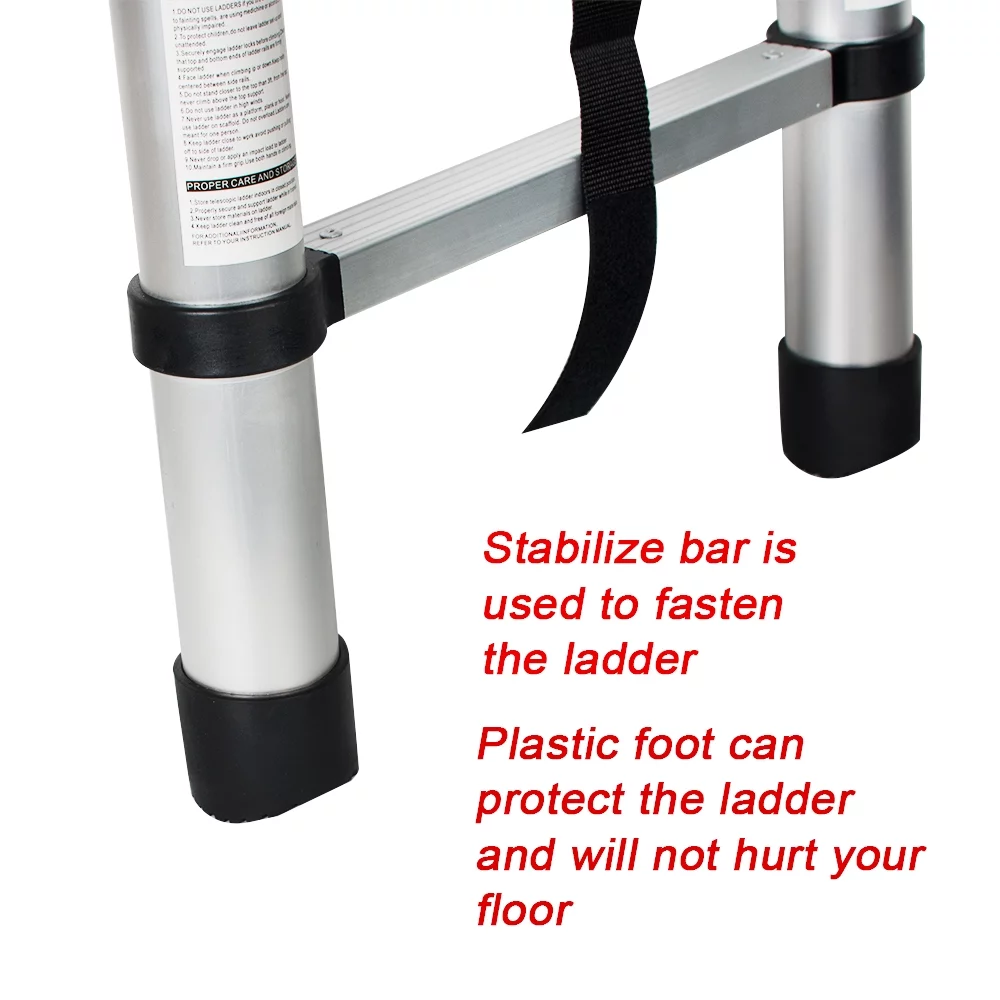 8.5FT Telescopic Ladder Extension Aluminum Ladder Folding Multi Purpose One-Button Retraction Non-Slip Ladder Load 330lbs