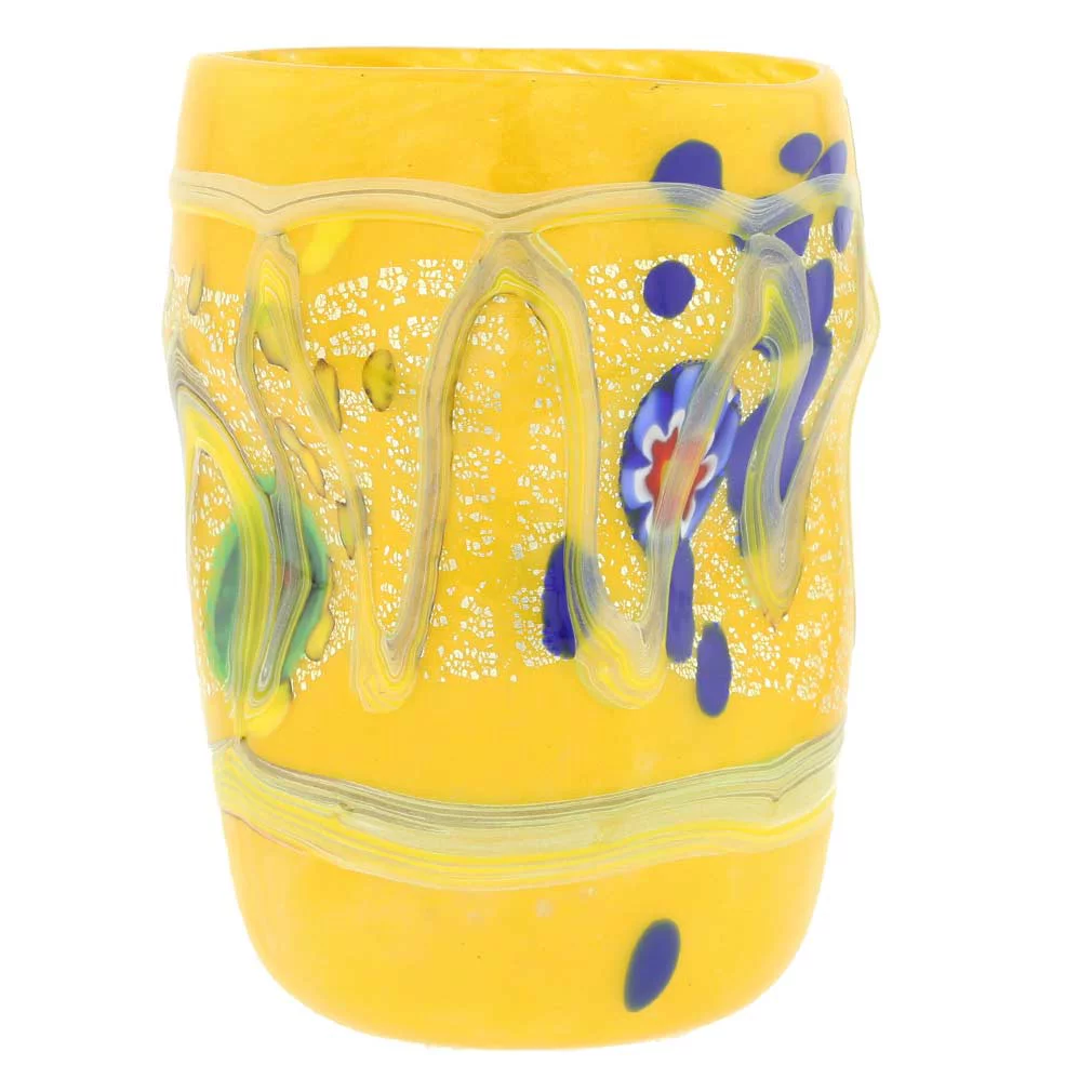 GlassOfVenice Murano Glass Modern Art Tumbler - Yellow