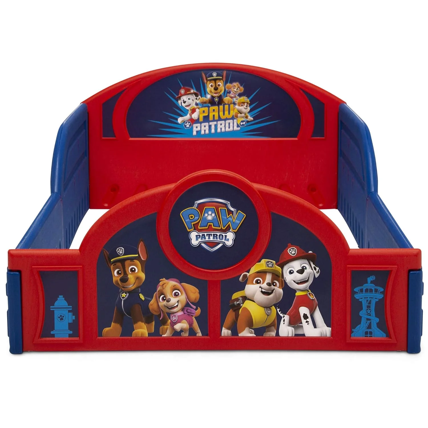 Delta Children Nick Jr. PAW Patrol Plastic Sleep and Play Toddler Bed with Attached Guardrails