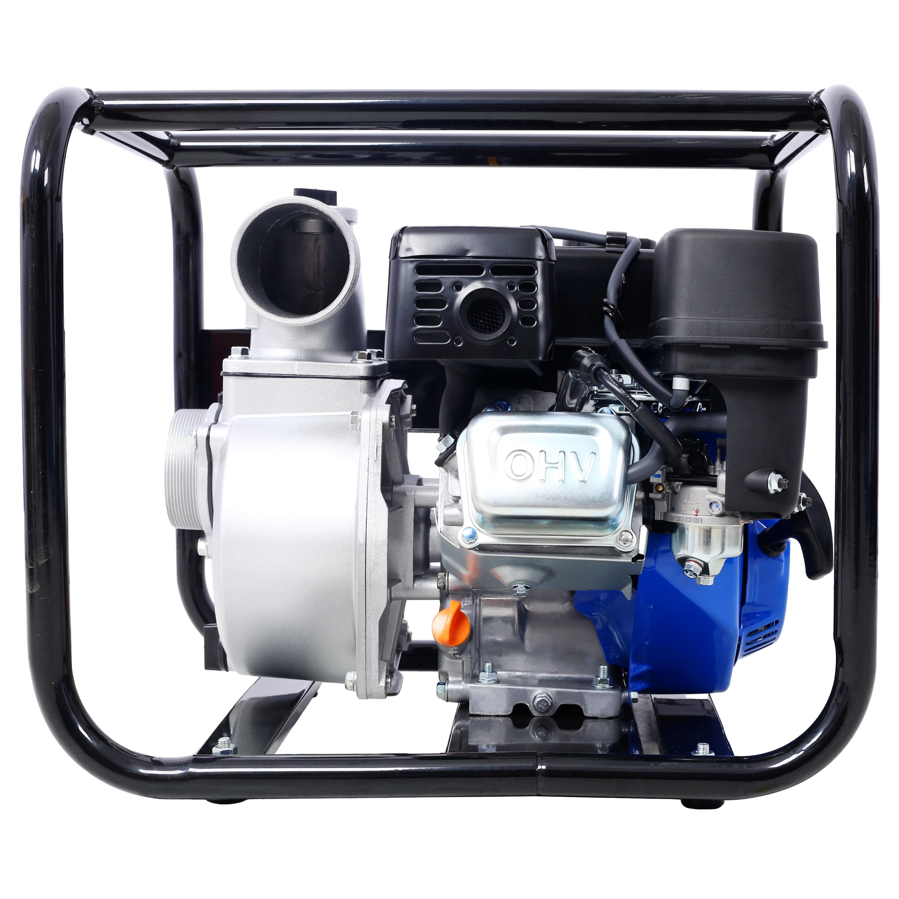 Semi Trash Pump 3 inch, 209cc 7HP 4 stroke OHV ENGINE, Gas Powered Full Trash Water Pump with Handle and Wheels, 50 ft Discharge Hose, 12 ft Suction Hose with Complete Fittings,EPA compliant