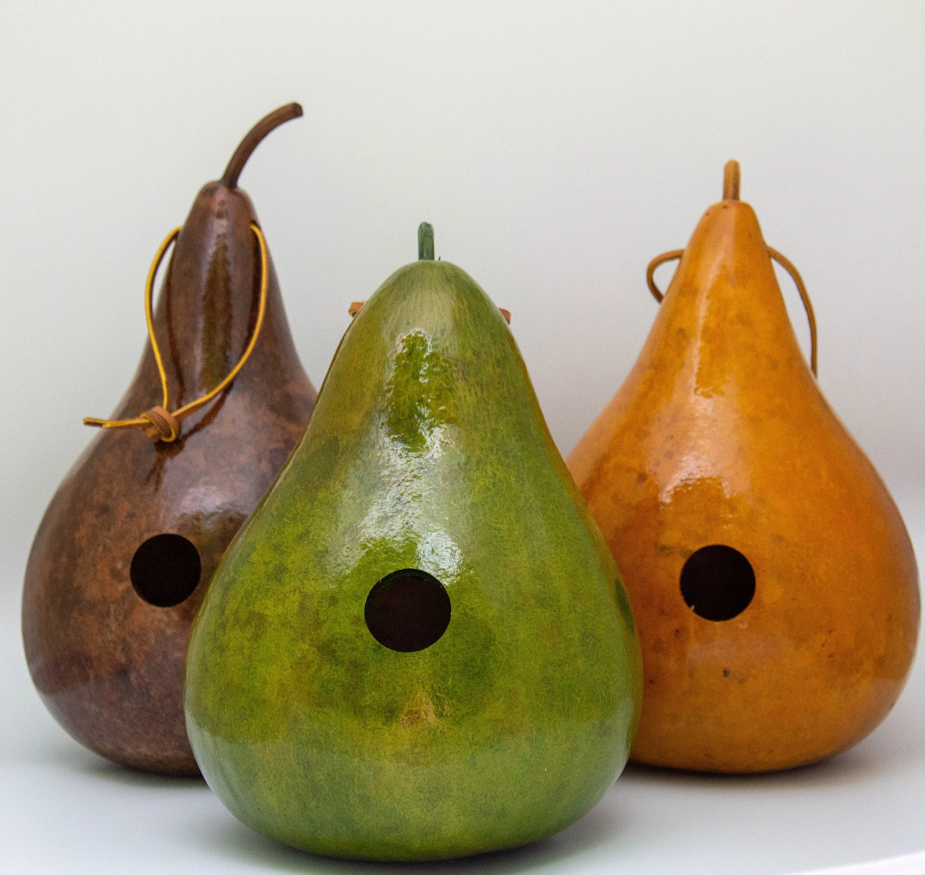 Gourd Birdhouse, Set of 3, Red, Lime Green, Yellow