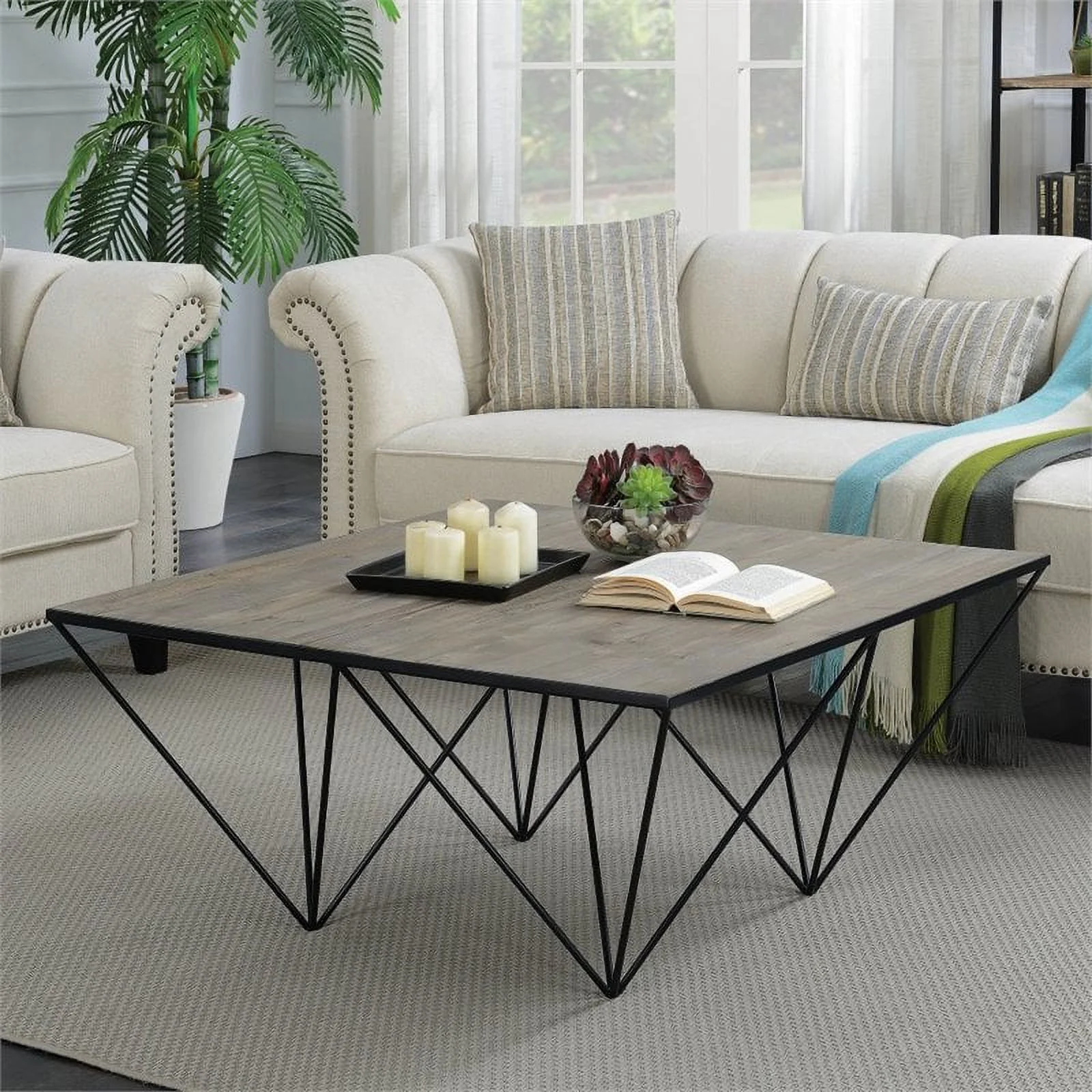 Industrial Whitewash Natural Coffee Table