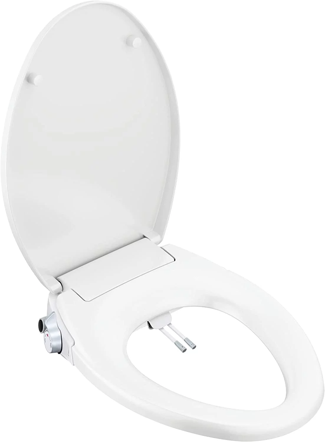5Seconds Non-Electric Bidet Toilet Seat Elongated, White, Soft Close Round Toilet Seat, with Super grip bumpers – Easy Installation and Quick Release