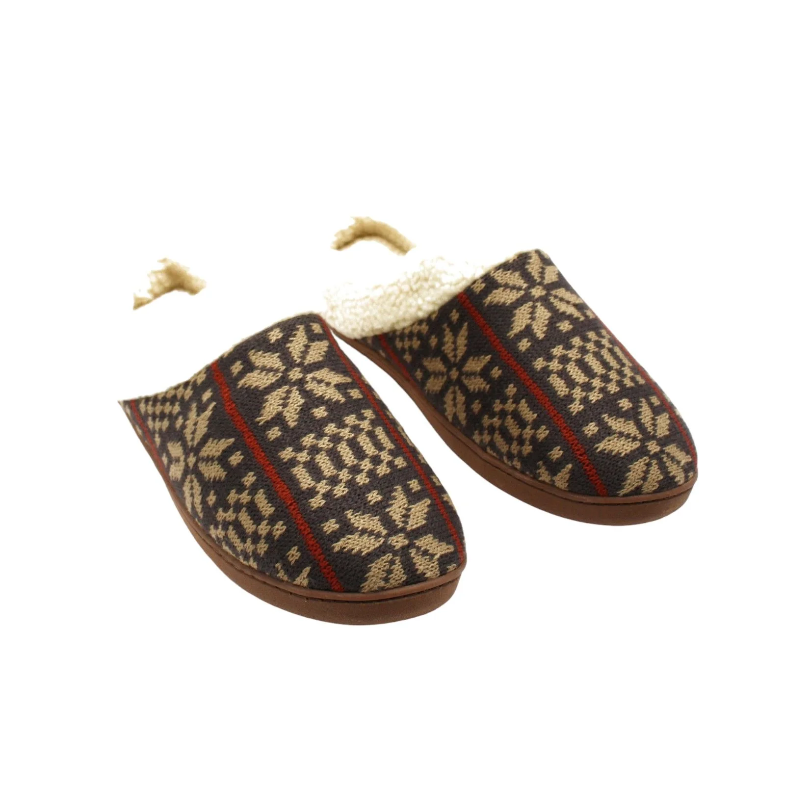 Deer Stags Mens Brown Patterned Cushioned Lodge Round Toe Slip on Slippers (Size 11.5 US)