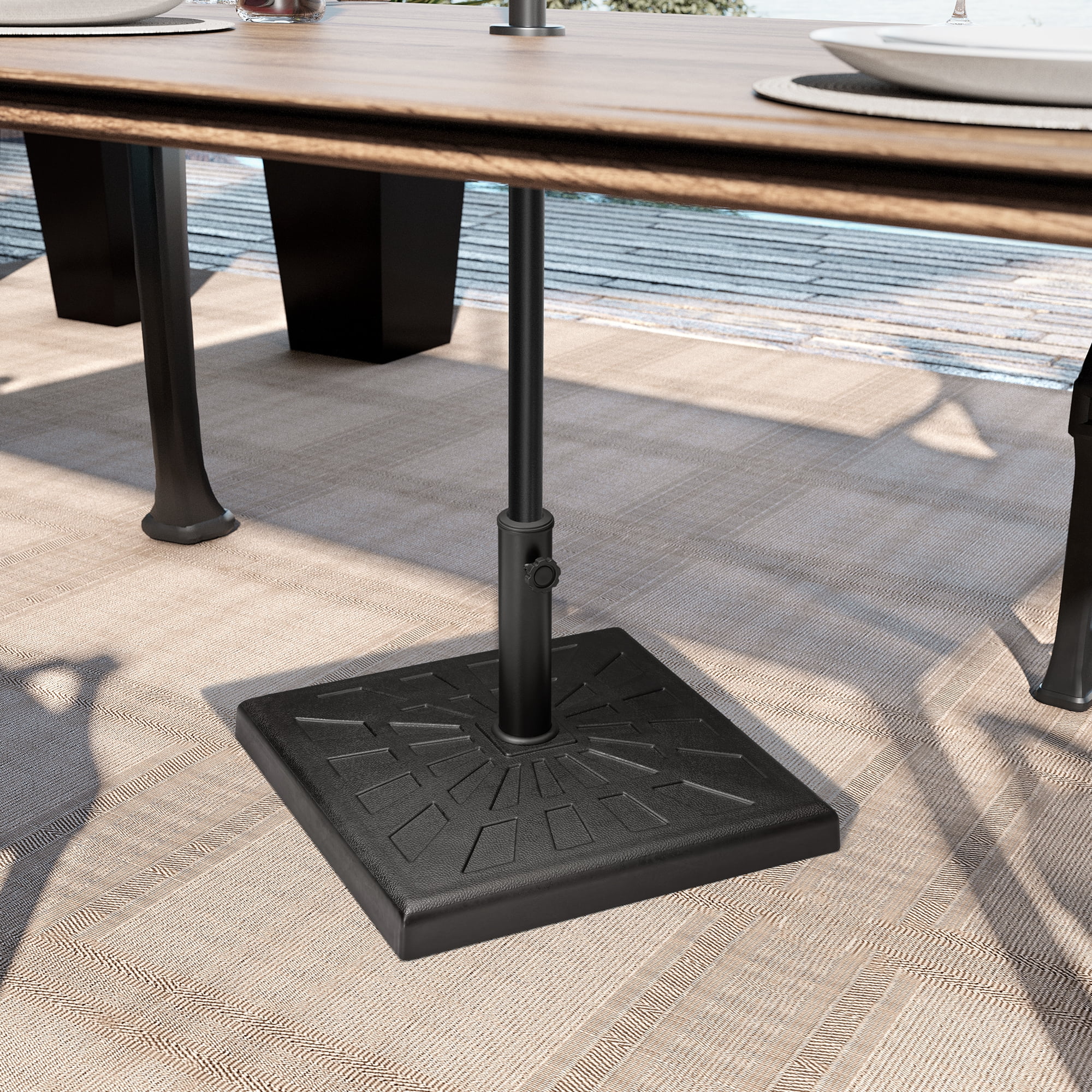 Crestlive Products 43 lbs Resin Square Concrete Market Umbrella Base, Black