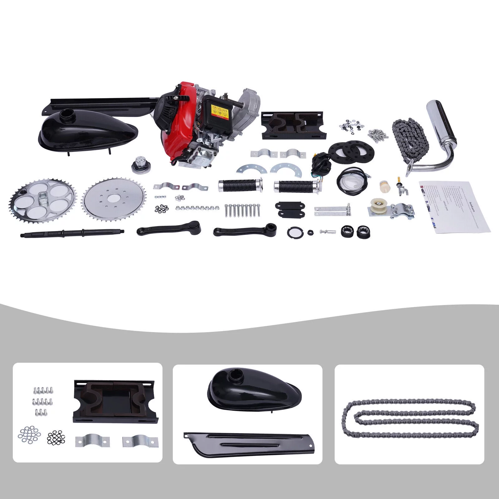 4 Stroke 53CC Gas Petrol Motorized Bicycle Engine Motor Kit Chain Drive