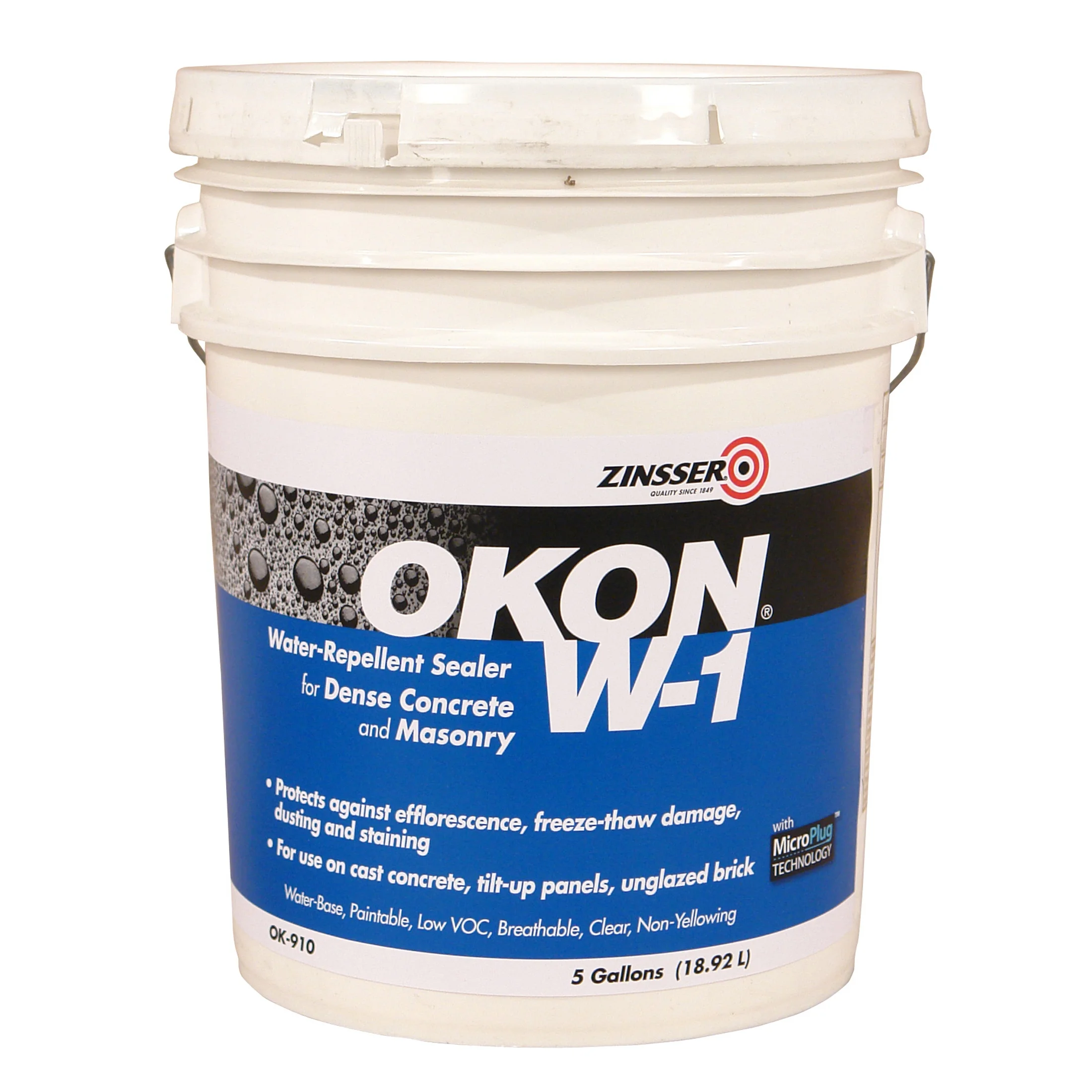 Clear, Zinsser Okon W-1 Water Repellent Concrete Sealer- OK910, 5 Gallon- 1 Pack