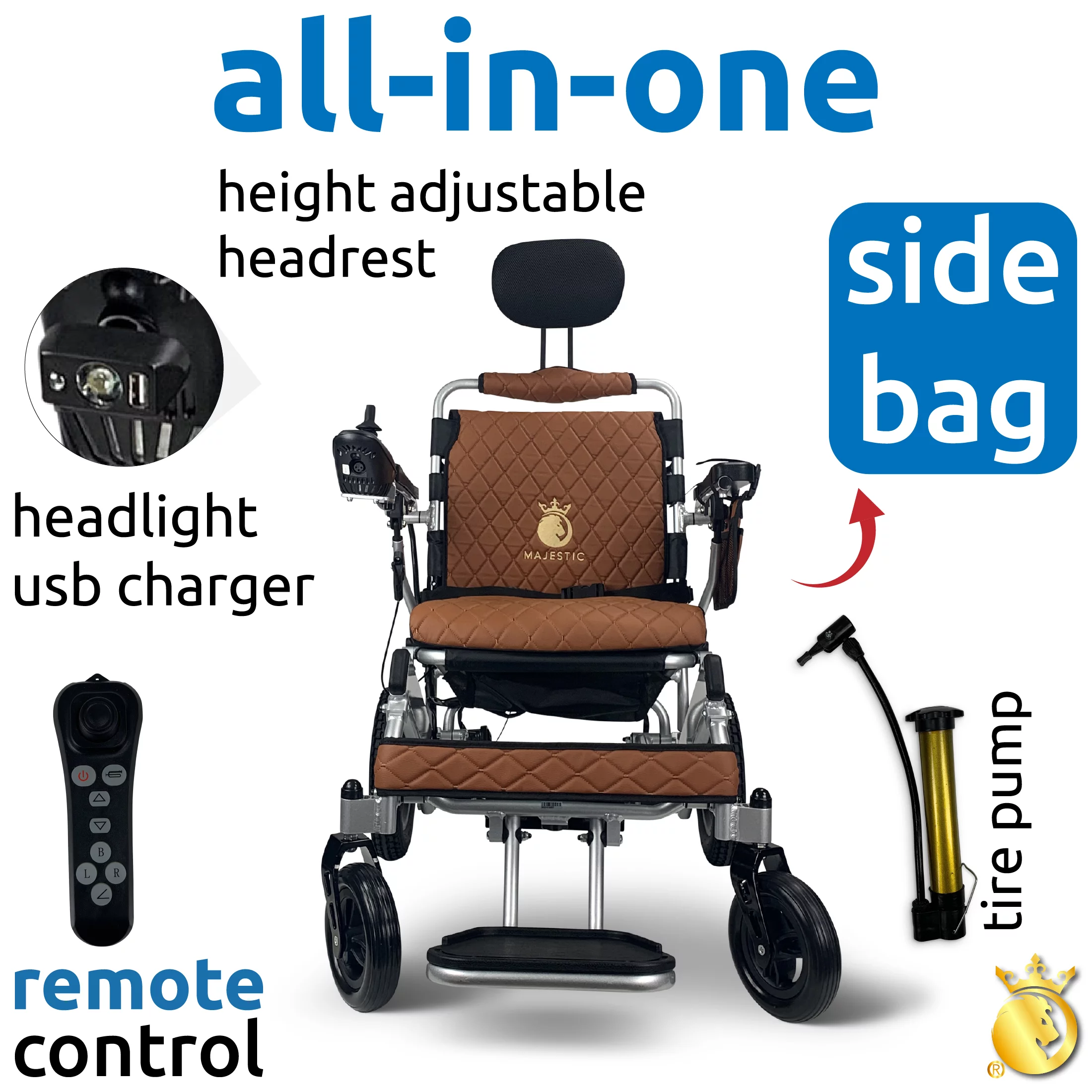 Majestic IQ-8000 Electric Wheelchairs for Adults - Foldable Lightweight Power Motorized Wheel Chair, 17.5″ Wide Seat, 12AH Li-Ion Battery, 10+ Miles Range