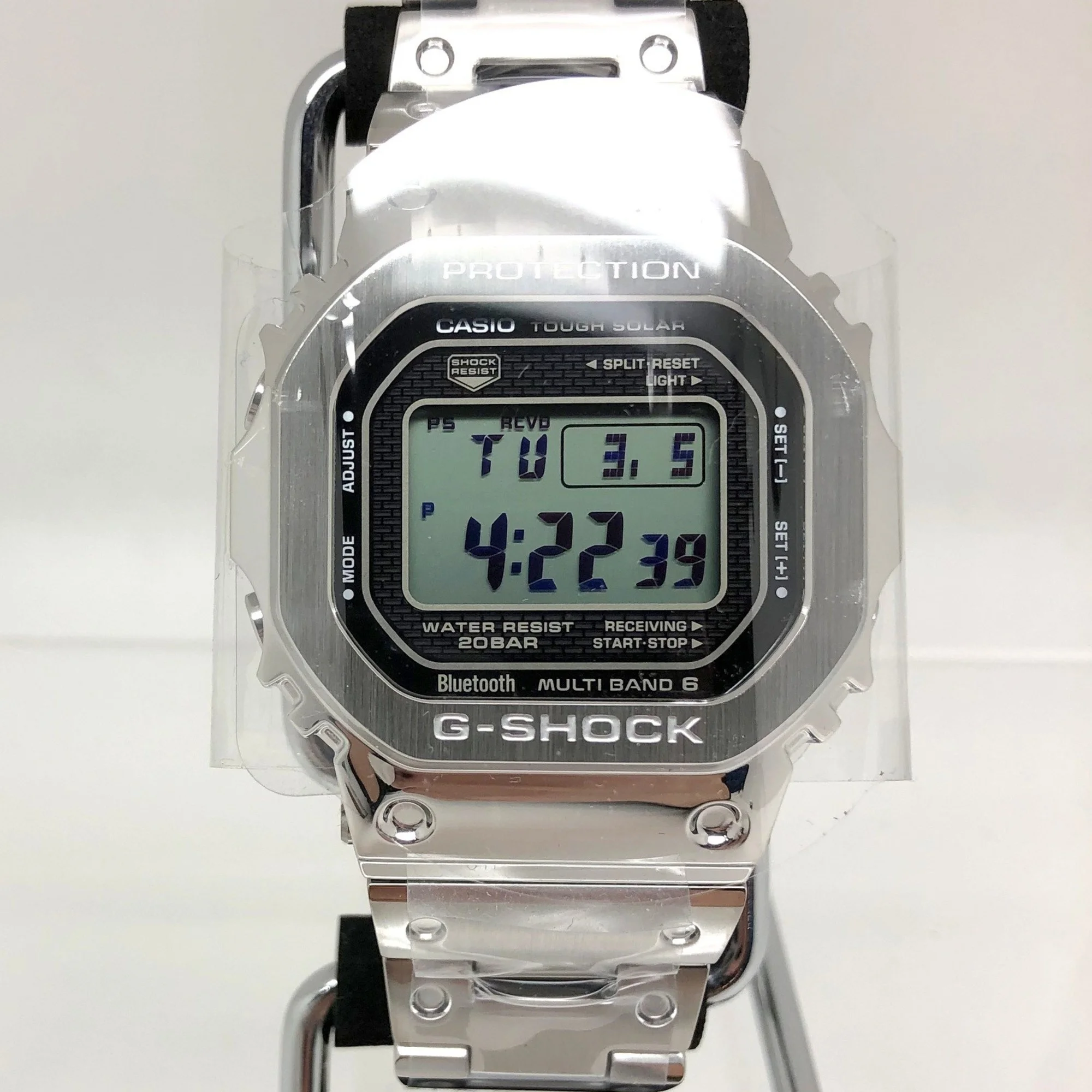 Pre-Owned CASIO Casio G-SHOCK Watch GMW-B5000D-1JF ORIGIN Digital Square Face Radio Solar Tough Full Metal Silver Stainless Steel Men's ITK3G5UYJ2EC (Like New)