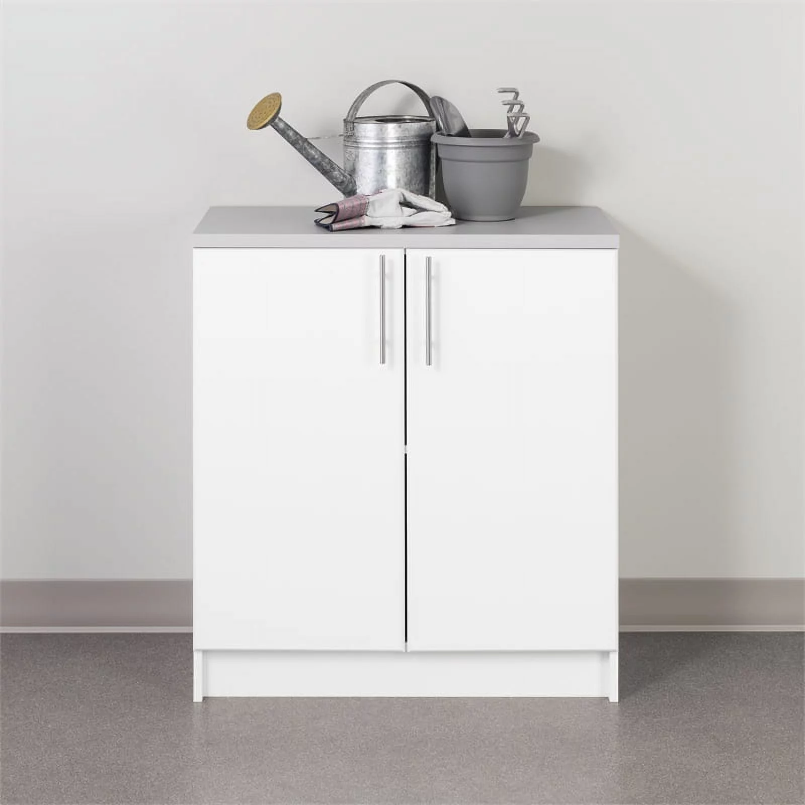 Pemberly Row White Engineered Wood Base Cabinet with Melamine Countertop
