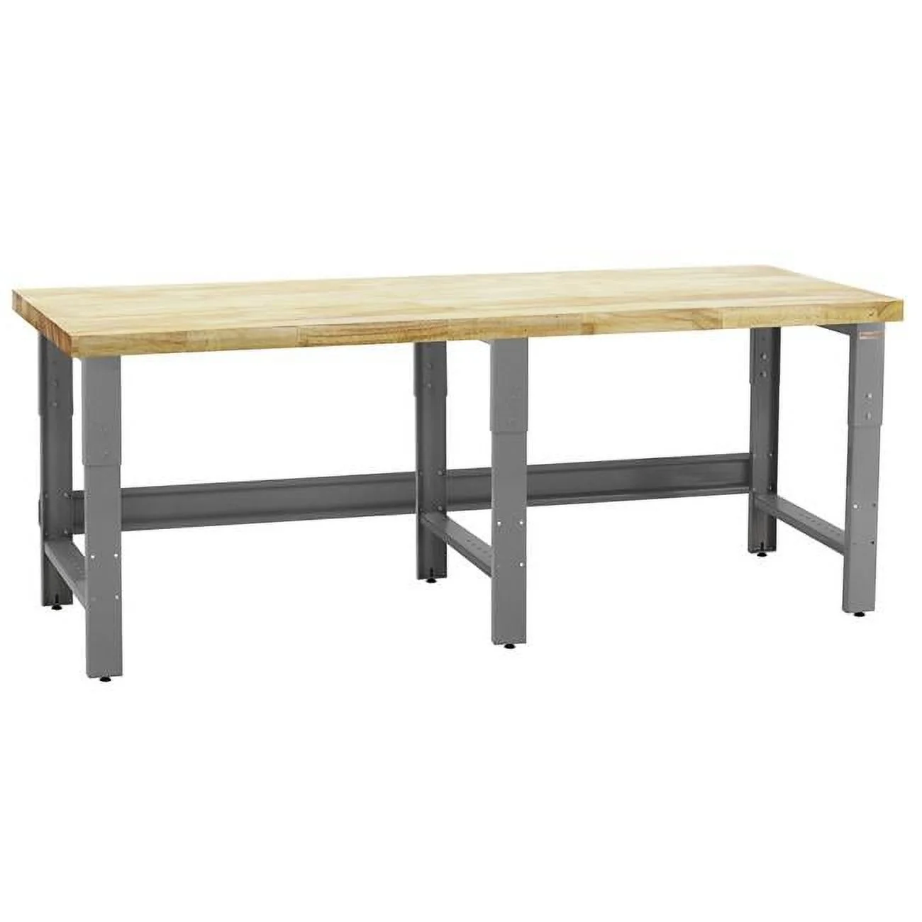 BenchPro  36 x 120 x 30 to 36 in. Adjustable Height Roosevelt Workbenches with 1.75 in. Thick Solid Maple Lacquered Butcher Block Top, Gray