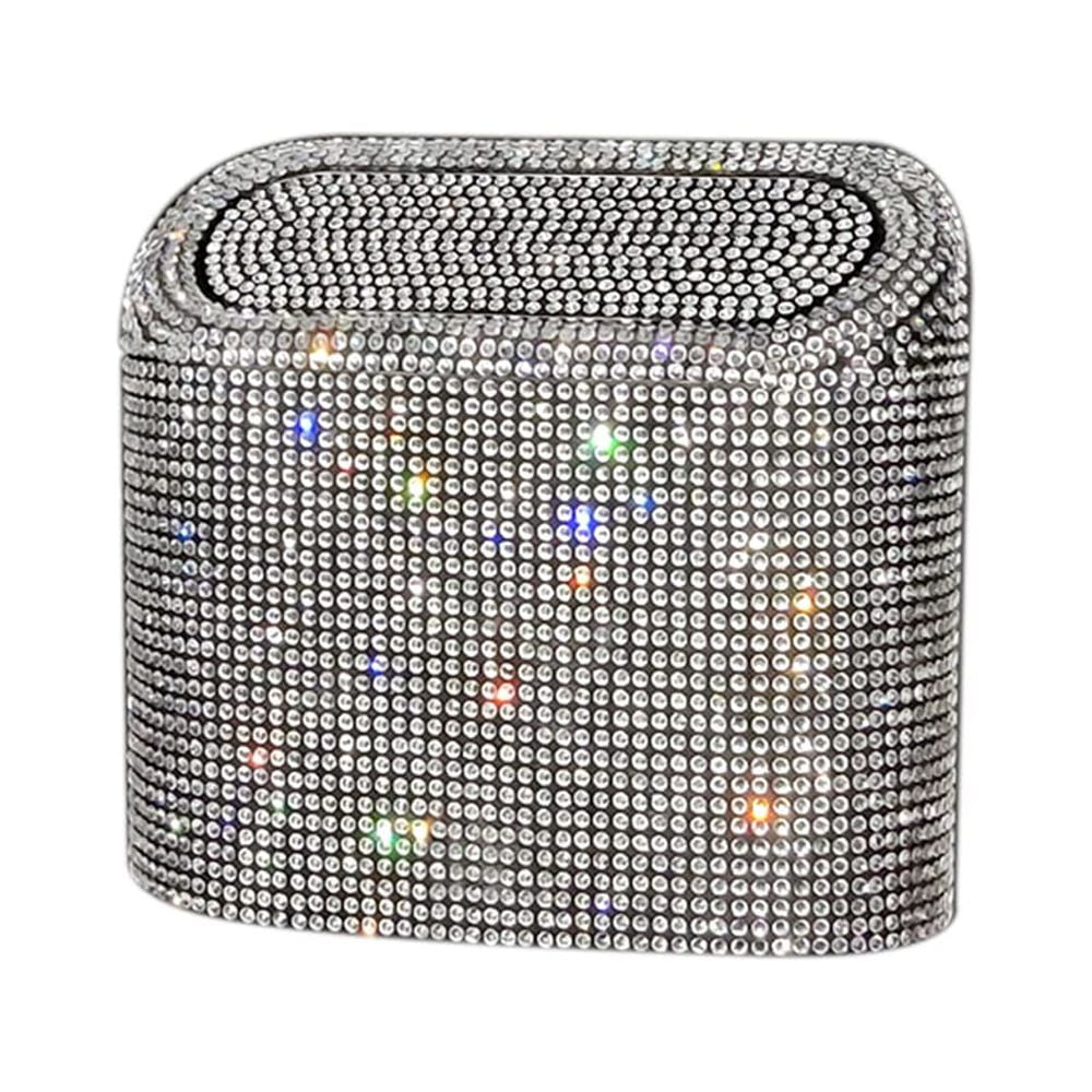 Sparkly Car Trash Car,Hanging Garbage Can with Lid Bling Rhinestone Trash Bin,Litter Container for Vehicle,Office,Home