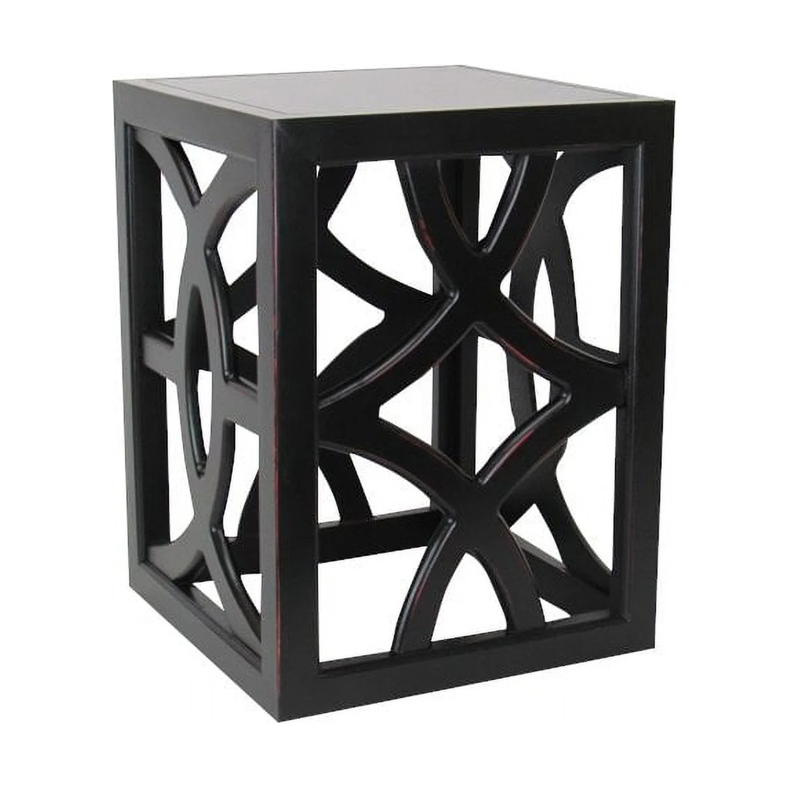 Home Square Solid Basswood End Table in Black Finish - Set of 2