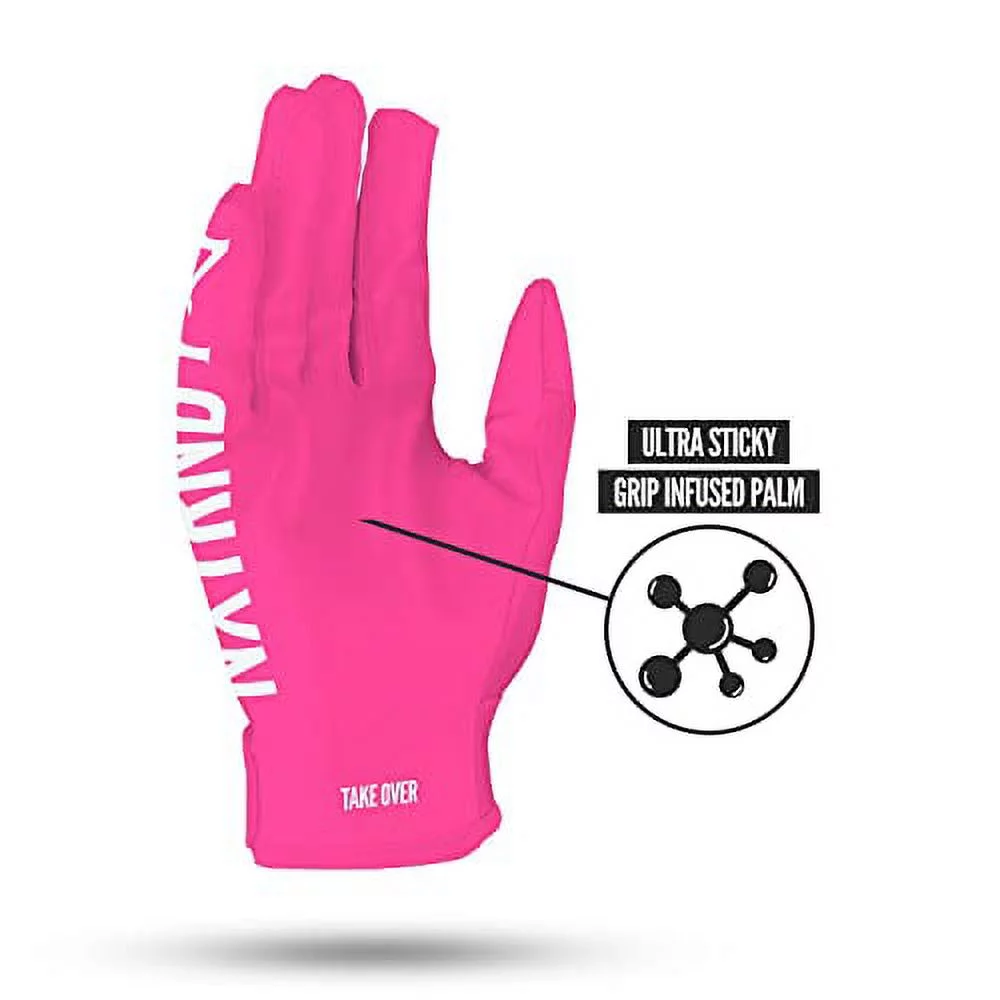 Nxtrnd G1 Pro Football Gloves, Men's & Youth Boys Sticky Receiver Gloves (Pink, Medium)