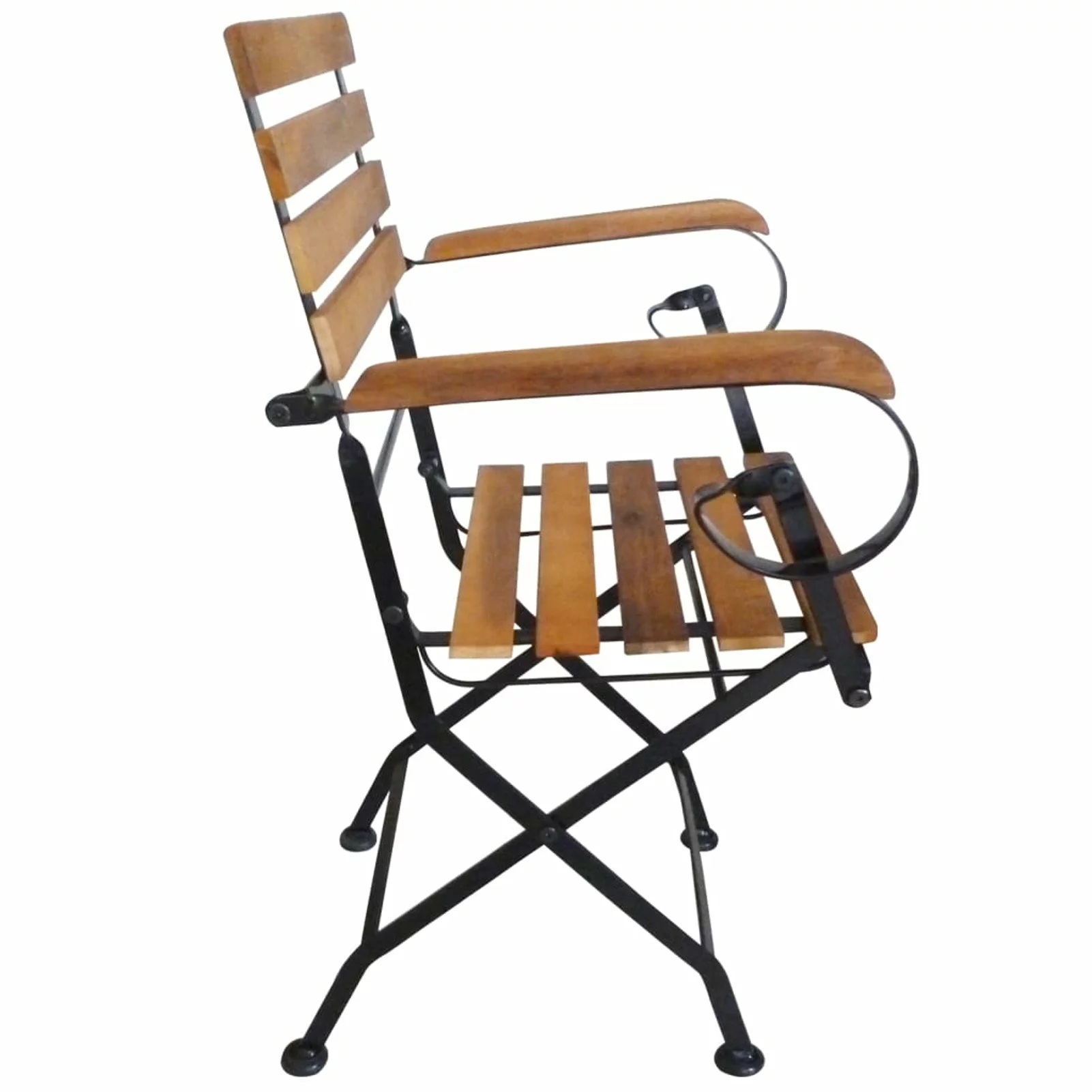 Walmeck Folding Patio Chairs 4 pcs Steel and Solid Wood Acacia