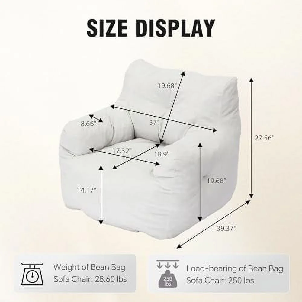 HYHBIBOOM Bean Bag Chair  Ultra Soft Teddy Fabric Bean Bag Chair with Filler  Lazy Sofa Beanbag Chairs for Adults    Teens  Modern Accent Comfy Leisure Sofa Chair for Bedroom  Living Room