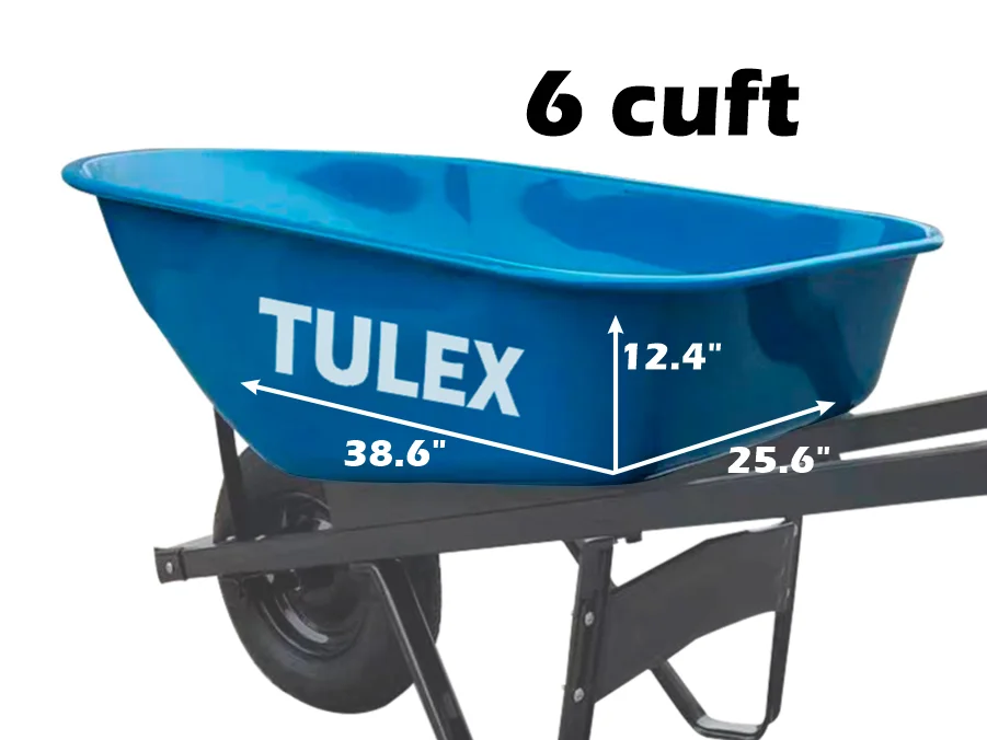 TULEX Professional One-Wheel Home Garden Yard Utility Wheelbarrow Cart, 330 Pounds Capacity Yard Cart, 4.00/8 Pneumatic Tire for High Stability, Steel Tray, Easy Assembly, 6 Cubic Feet. TULEX 1111