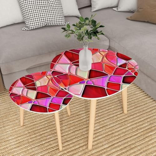 TQJKLFDY Small Coffee Nesting  Abstract Stained Glass Mosaic Triangle End  Center   Modern   Room Bedroom Balcony