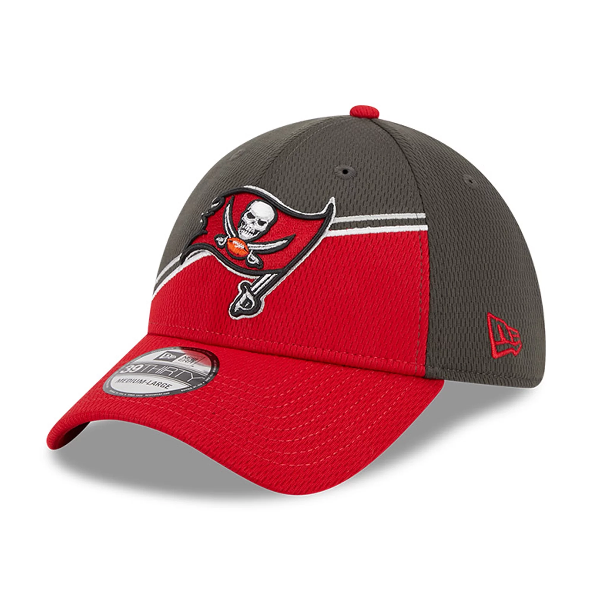 Men's New Era Pewter/Red Tampa Bay Buccaneers 2023 Sideline 39THIRTY Flex Hat