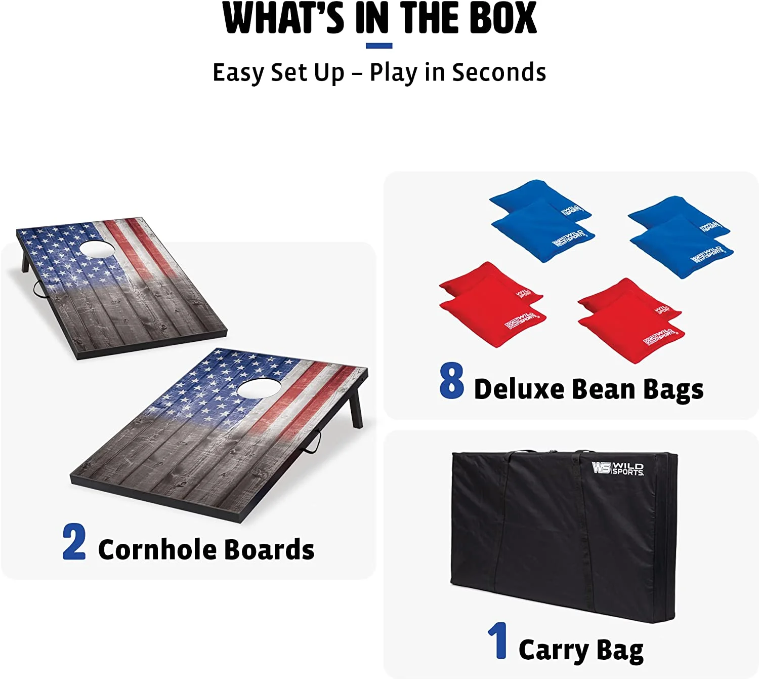YANPO 2’x3’ or 2’x4’ Cornhole Outdoor Game Set, USA Flag or Natural Wood Options with Carry Bag Included – Perfect for Backyard, Beach, and Tailgates, Add On Extra Bags