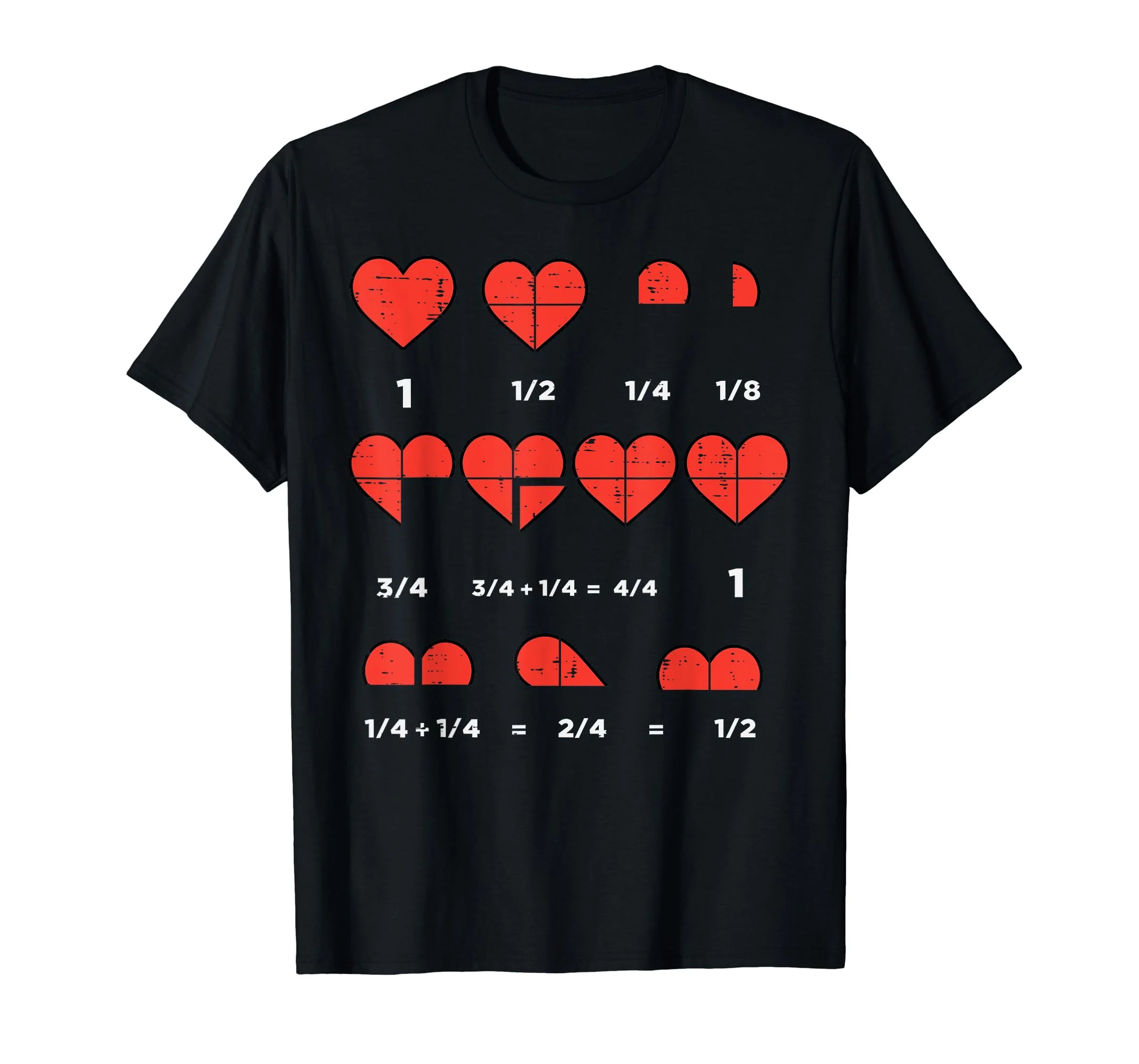 Valentines Day Fractions Heart Funny Math Teacher Men Women T-Shirt