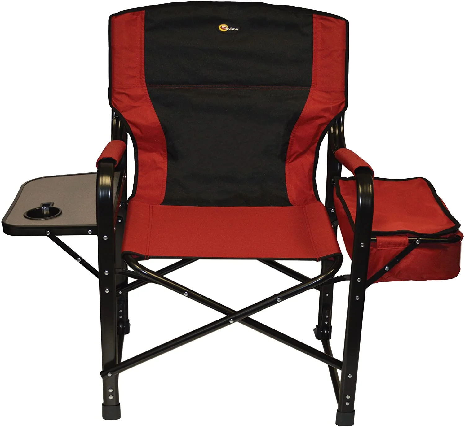 49582 Capitan Folding Director Chair With Tray And Cooler Bag, Burgundy/Black