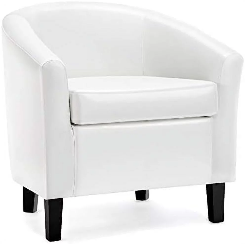 YPDCHB Modern Accent Chair  Faux Leather Barrel Chair Comfy Club Chairs Modern Armchair with Soft Seat for Living Room Bedroom Reading Room Waiting Room  Brown  2 pcs