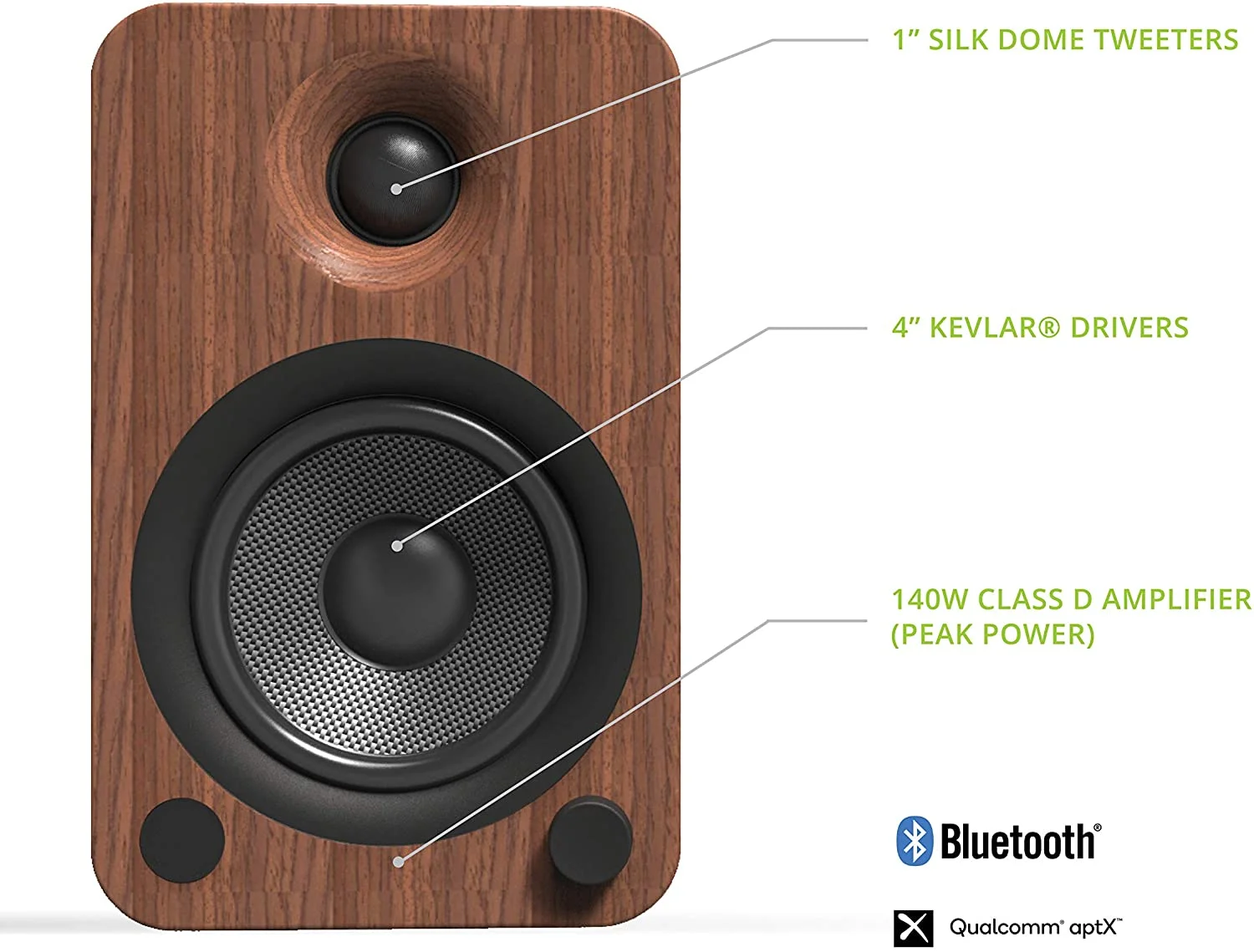 Kanto YU4WALNUT 140W Speakers - Walnut (Pair) with Kanto SP26PL 26
