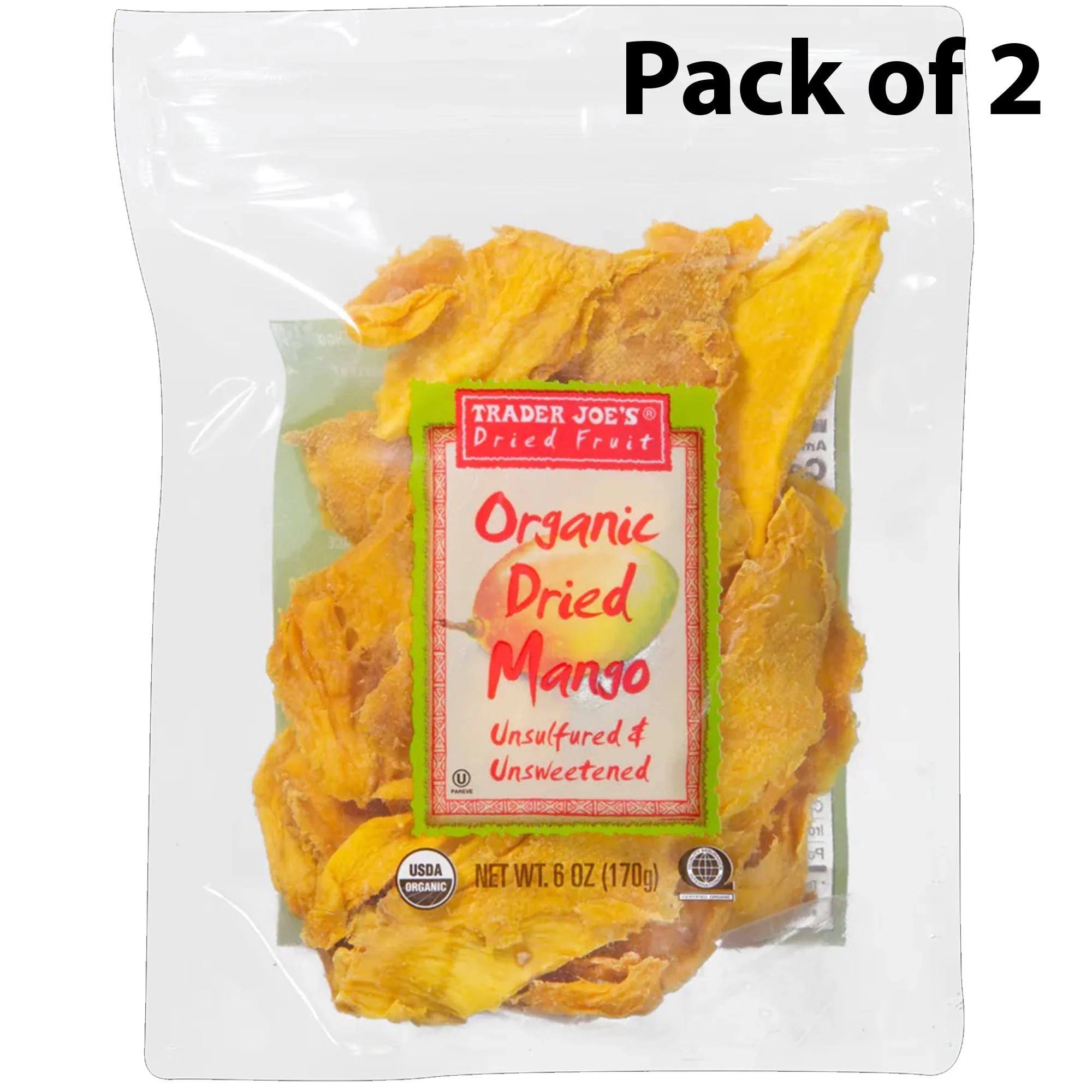 2 Pack of Trader Joe’s - Organic Dried Mango Unsulfured & Unsweetened