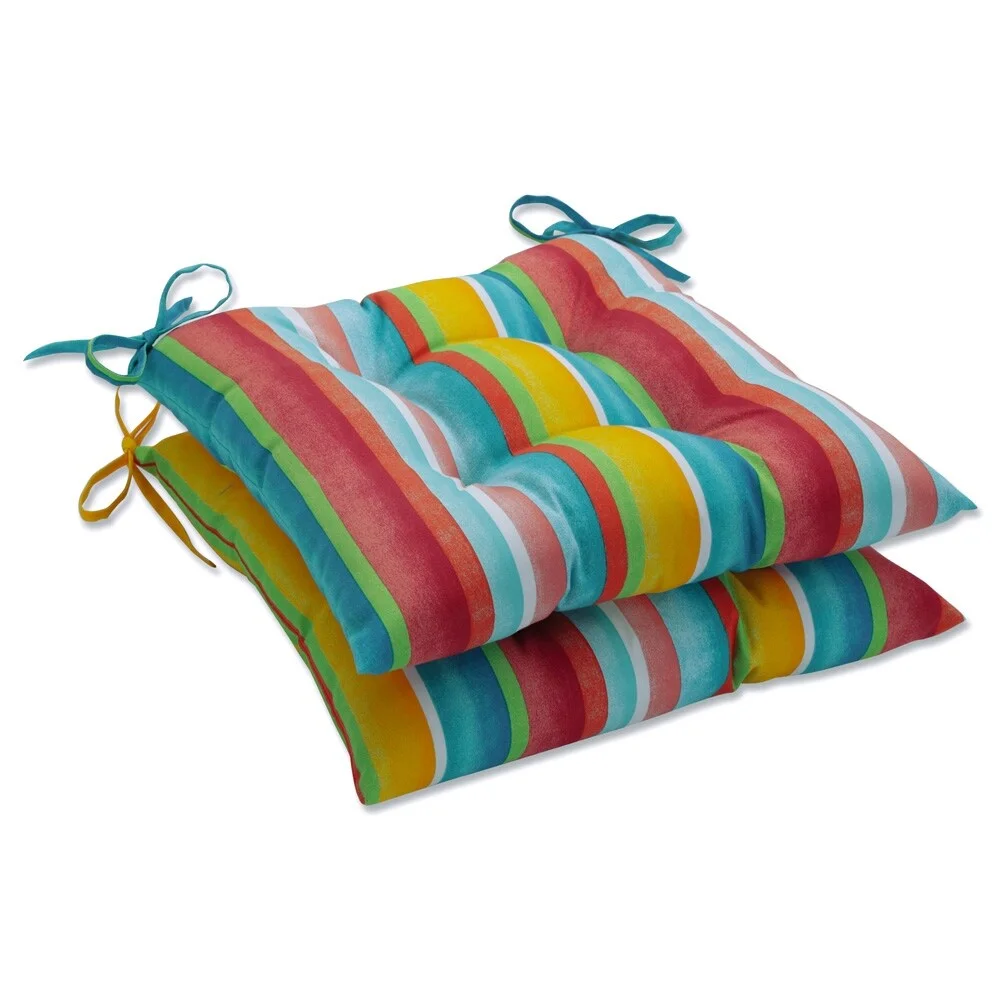 Pillow Perfect  Outdoor Dina Fiesta Tufted Seat Cushions - 18.5 X 19 X 5 - 18.5 X 19 X 5