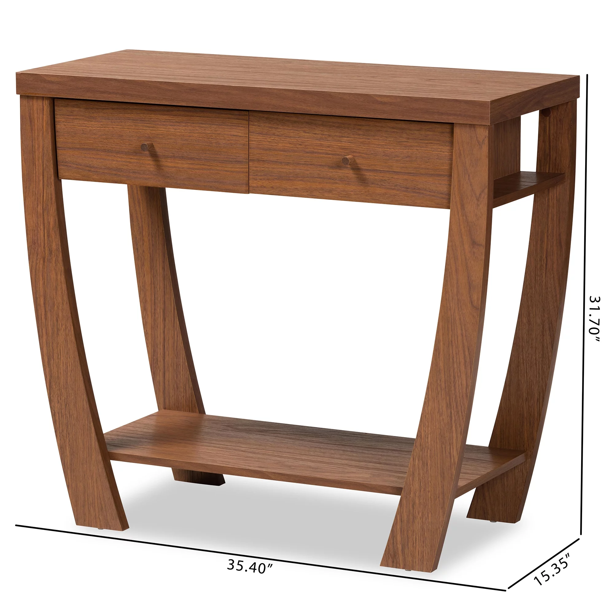 Baxton Studio Capote Modern Wood 2 Drawer Console Table, Walnut