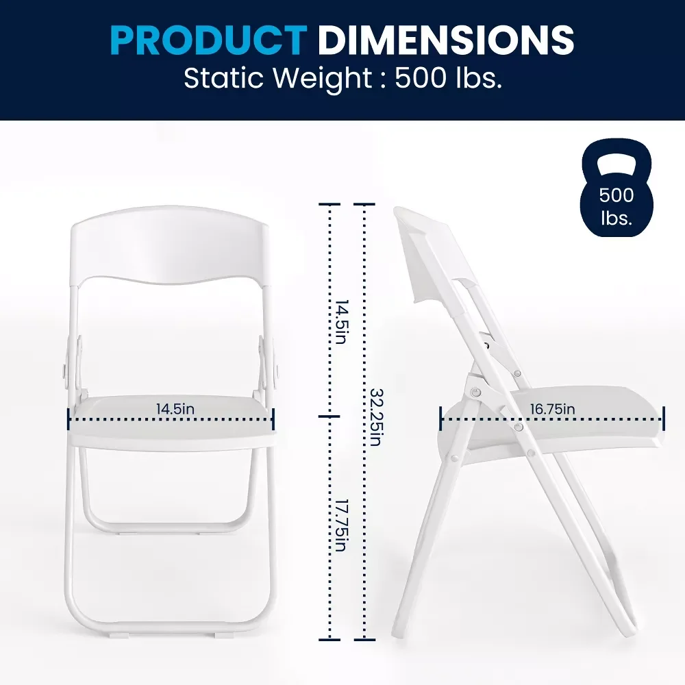 YZL 2 Pack 500 lb. Capacity Heavy Duty Plastic Folding Chair with Built-in Ganging Brackets