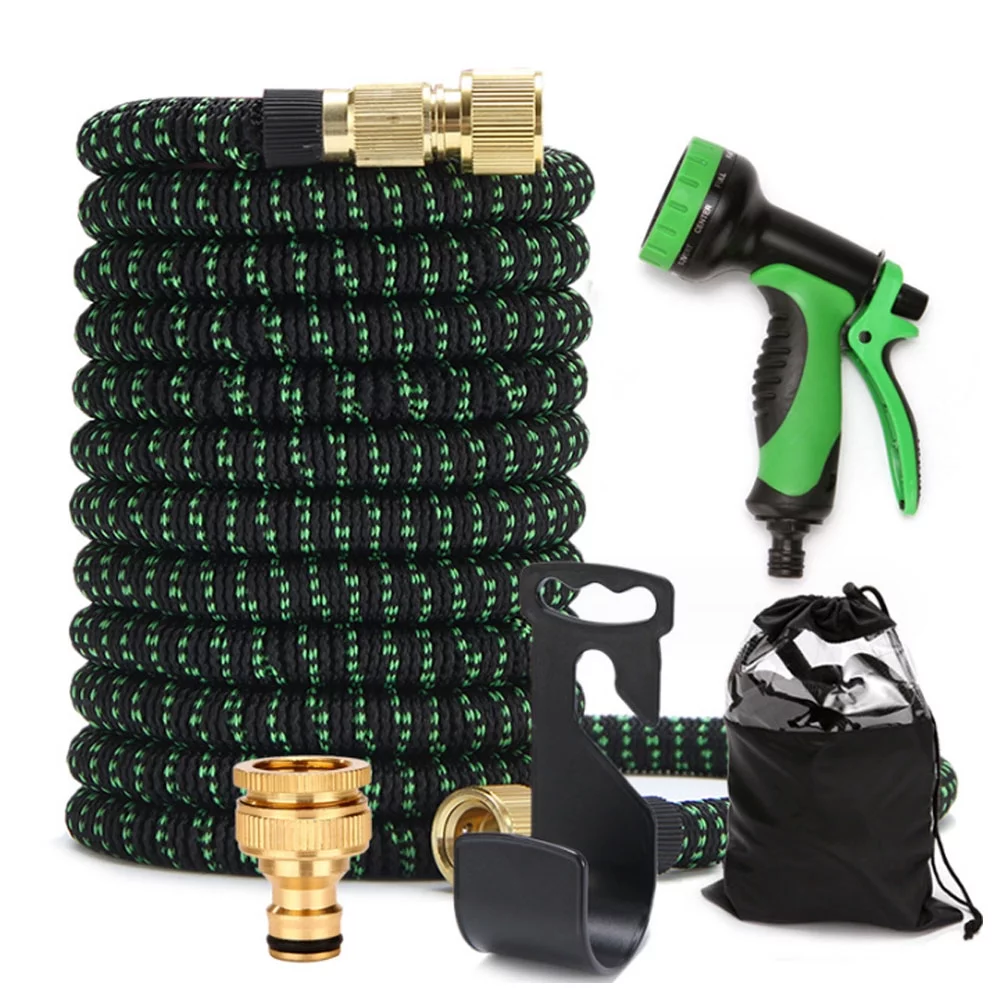 100ft Garden Hose, 4X Stronger Deluxe Flexible  Duty Heavy Expandable Hose (Dark Green)