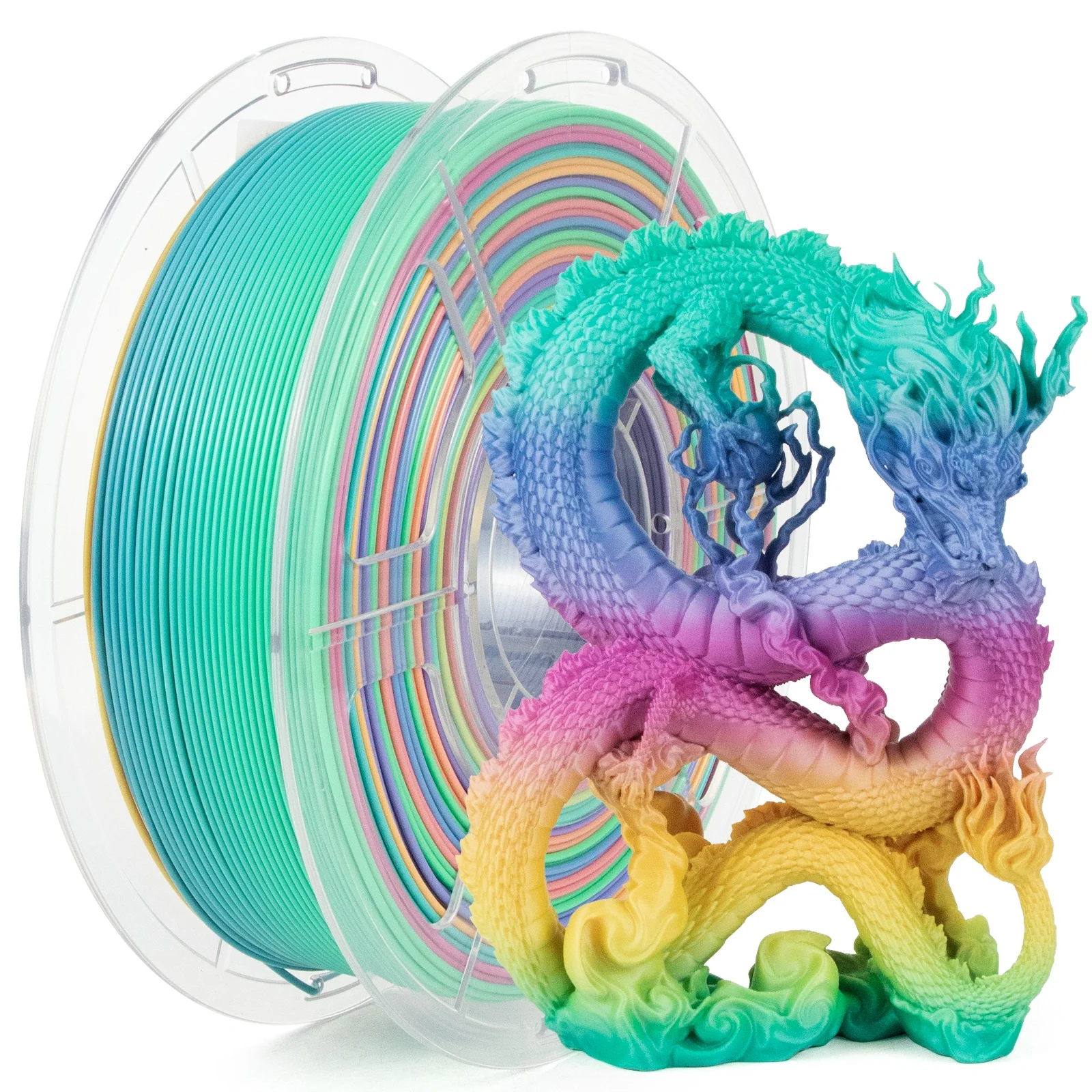 iSANMATE PLA+ Filament 1.75 mm Rainbow Filament, 3D Printer Filament Rainbow PLA, Color Change Filament Dimensional Accuracy +/- 0.03 mm, 1KG Spool [Color Speed Upgrade]