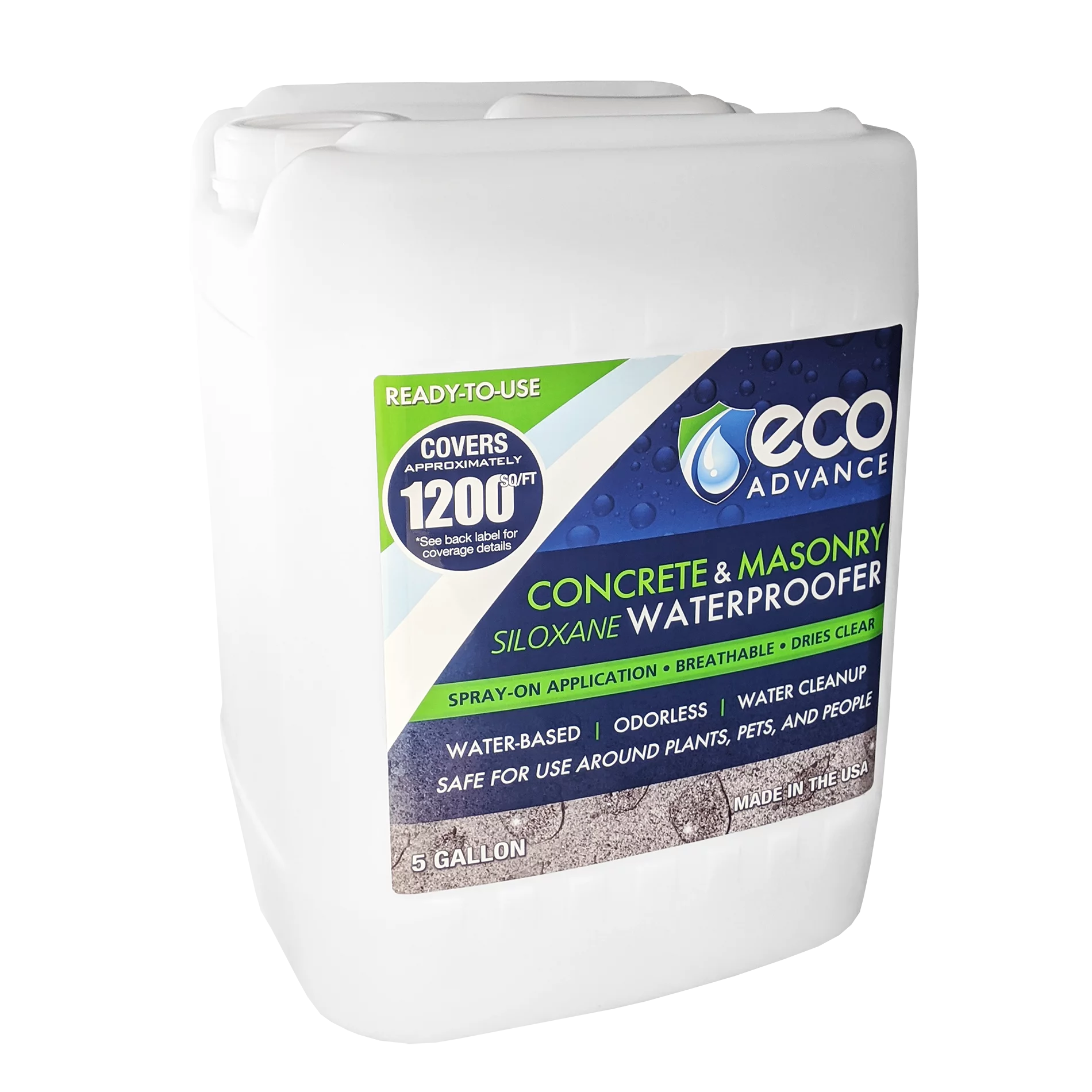 Eco Advance Concrete/Masonry Siloxane Waterproofer, Ready-to-Use, 5 Gallon
