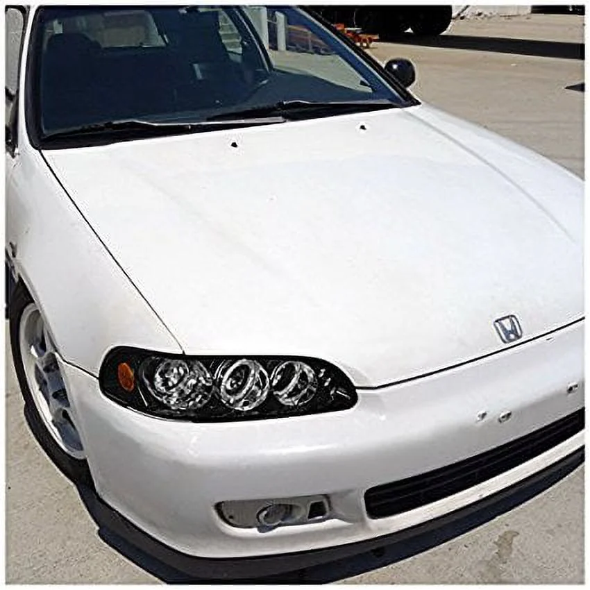 Spec-D Tuning 2LHP-CV923G-TM Honda Civic Dual Halo Led Glossy Black Projector Headlights