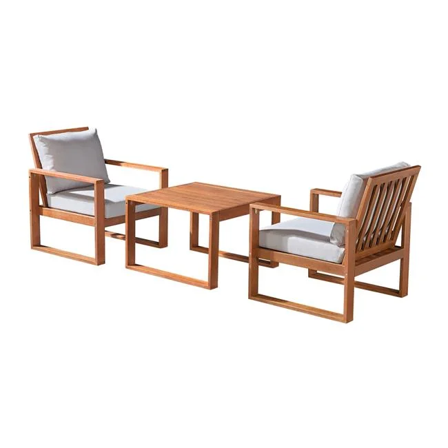 Weston Eucalyptus Wood Conversation Set with a Chairs & Cocktail Table - 3 Piece - Set of 2
