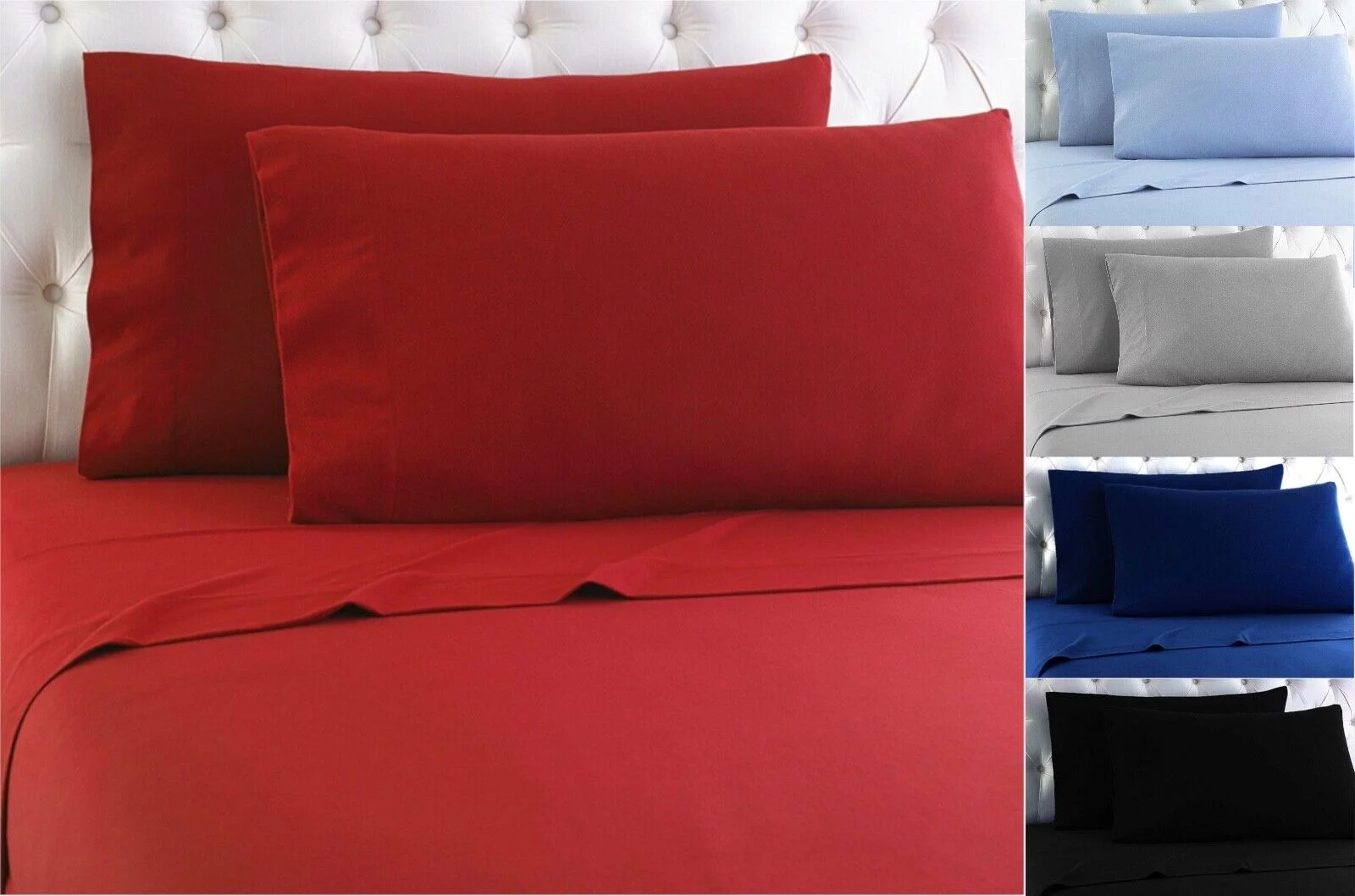 Heavy Flannel Sheet set - 100% Cotton - Fitted + Flat + Pillow Cases Deep Pocket