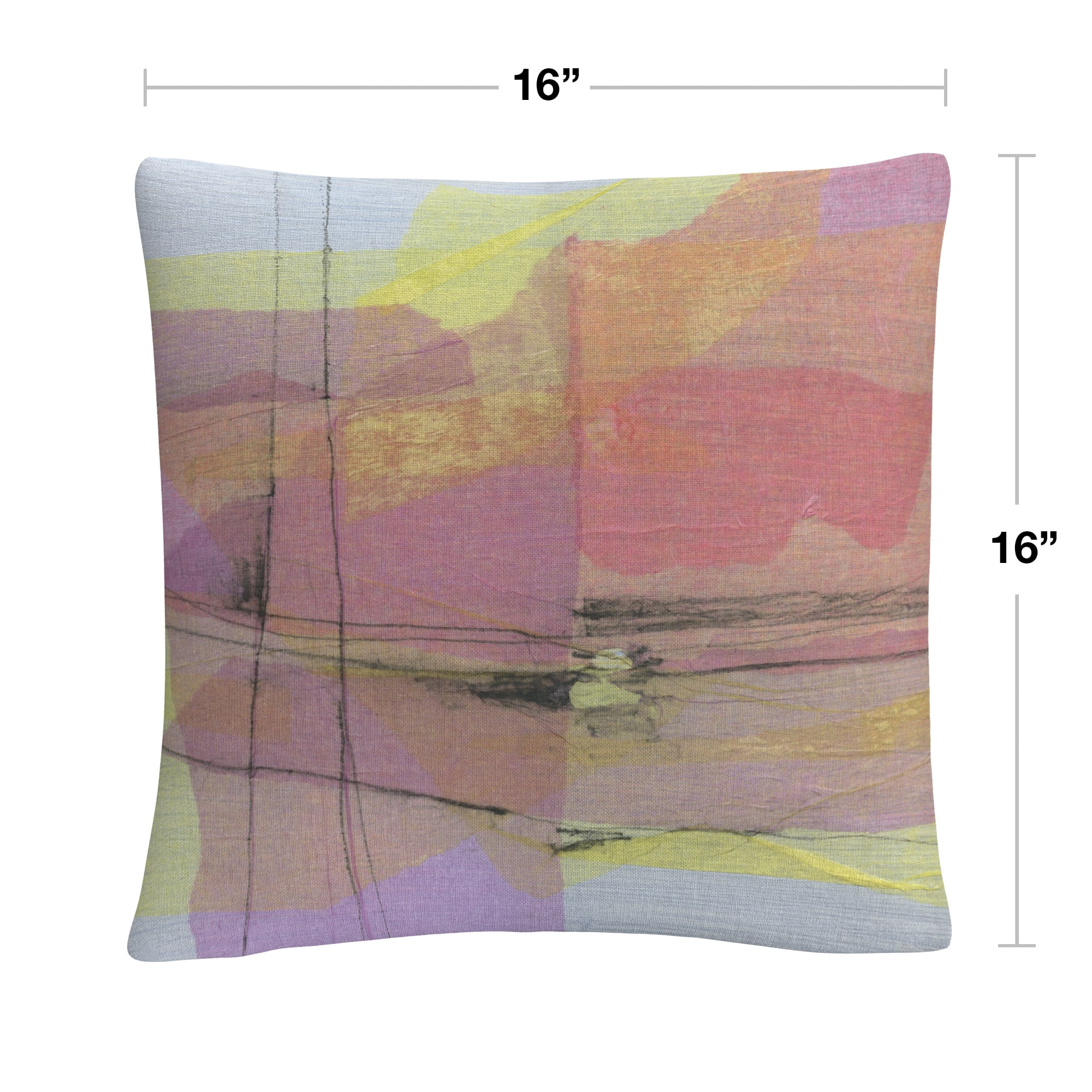 Pitch 1' Colorful Shapes Line Composition By Anthony Sikich 16 X 16 Decorative Throw Pillow