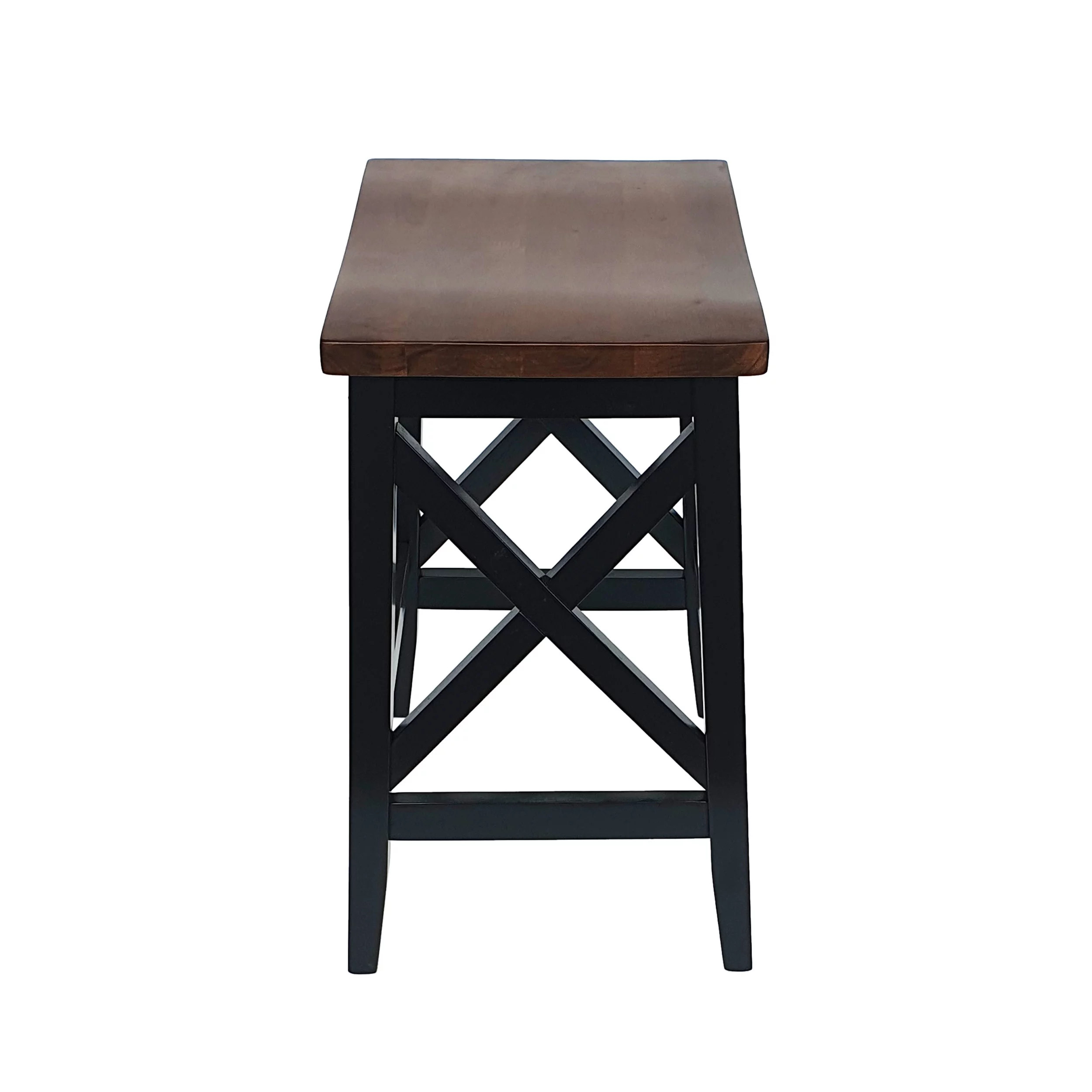 GDF Studio Cricket Farmhouse Wooden 26 Inch Backless Counter Stools, Set of 2, Light Gray and Black