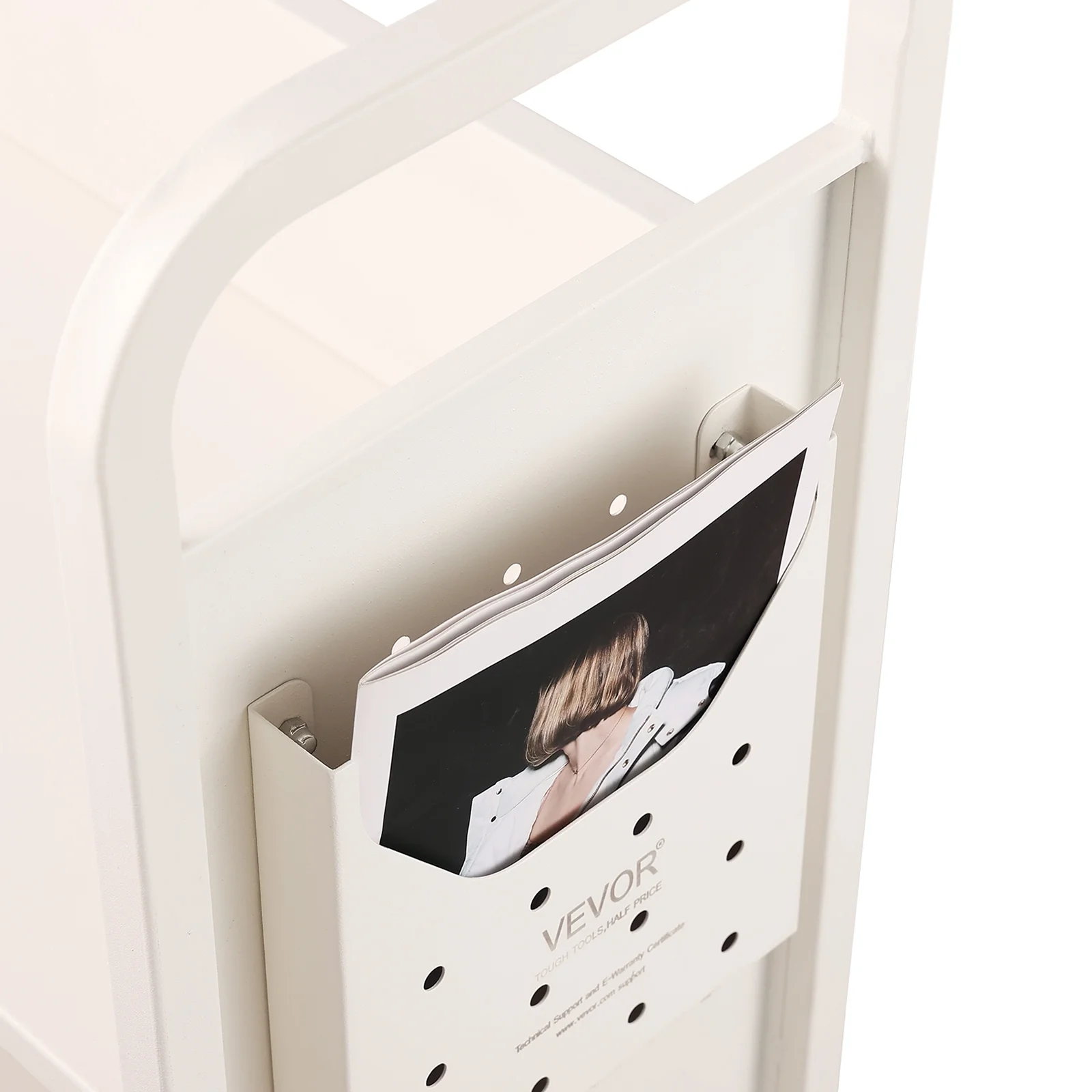 SKYSHALO Book Cart Library Cart 330 lbs Capacity with V-Shaped Shelves in White