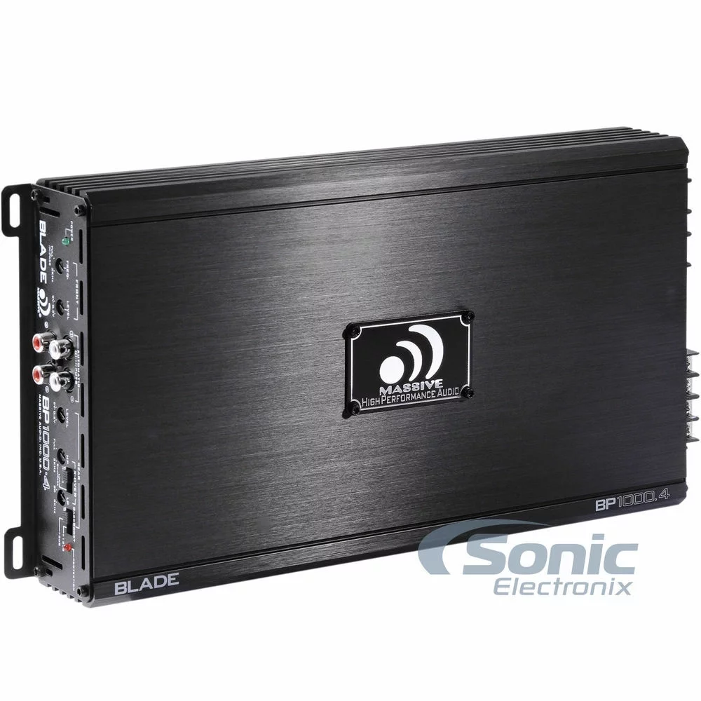 Massive Audio BP1000.4 v2 1000W Max 4-Channel 2 ohm Stable Amplifier + NVX XFLOC4 Line-Output-Converter + 4 Gauge Amp Kit