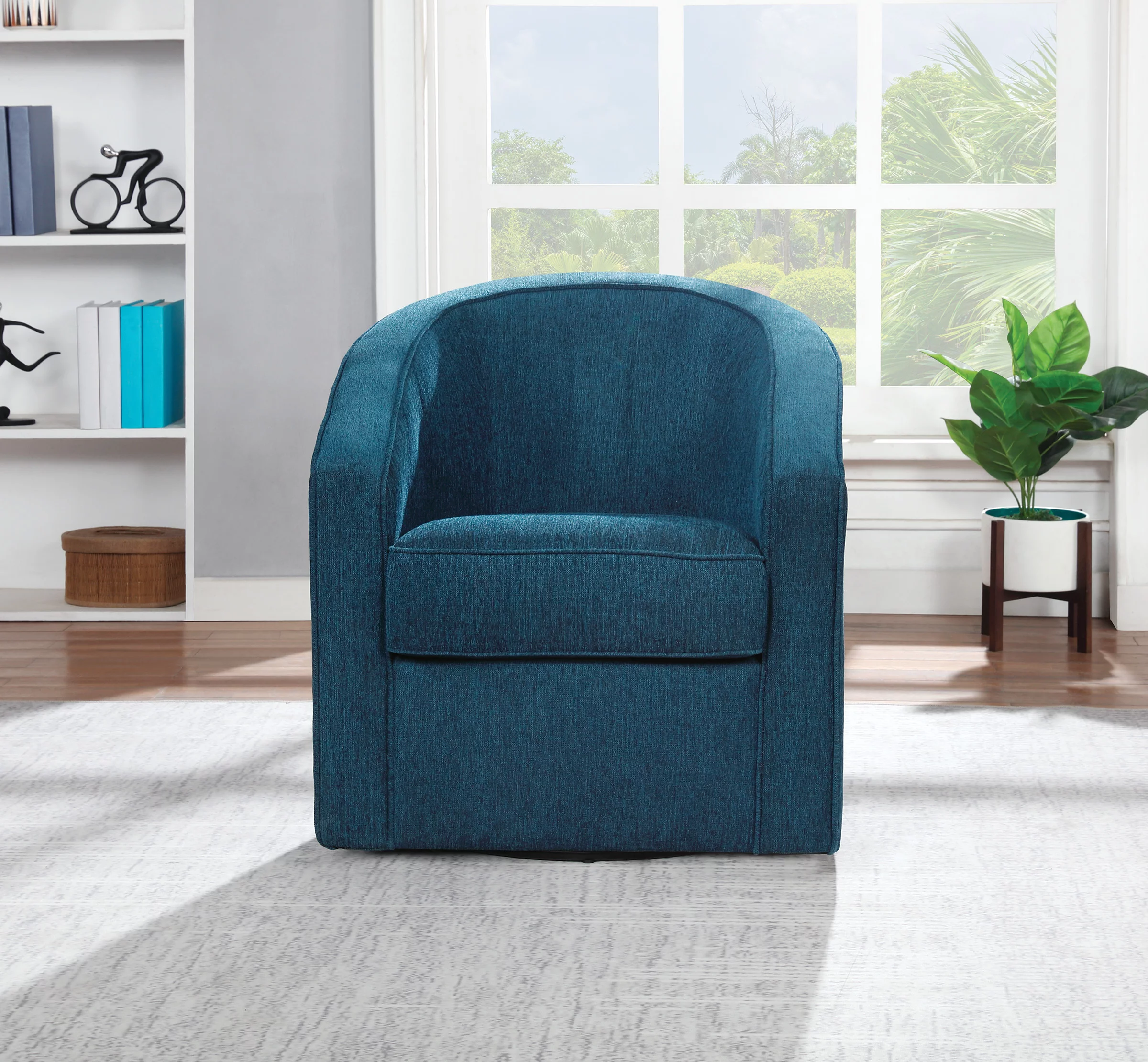 OSP Home Furnishings Danica Swivel Chair, Azure Fabric